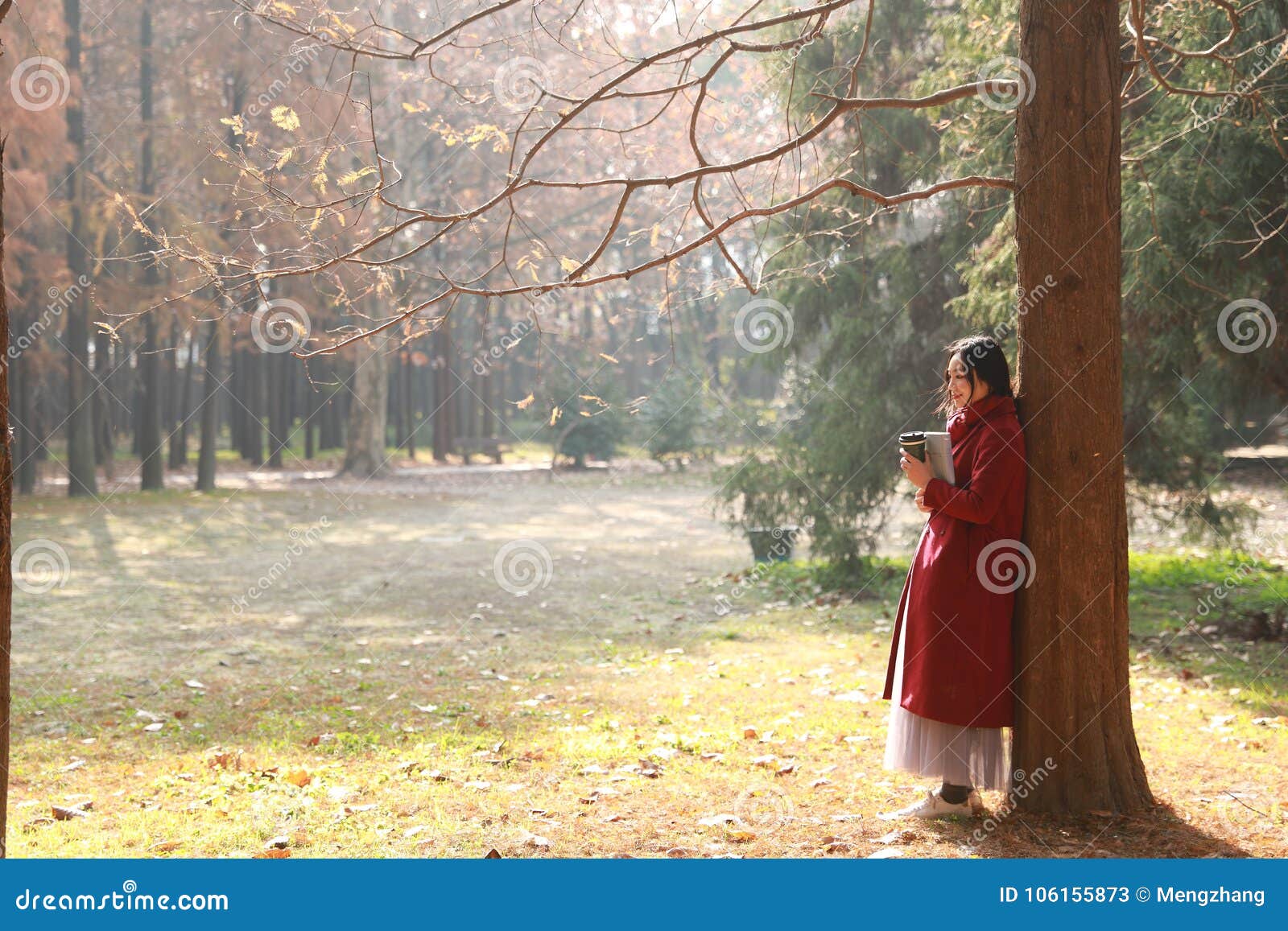 reading in nature is my hobby, girl read book sit under big tree
