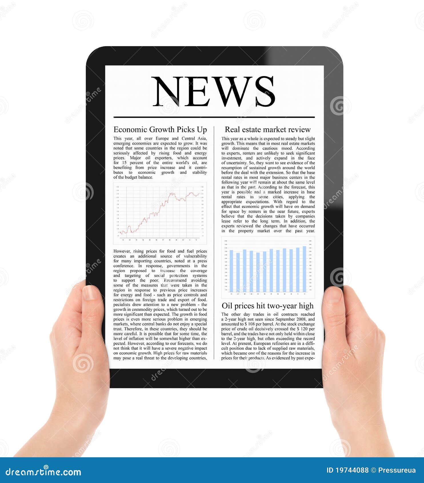 Reading News on Tablet PC stock photo. Image of ereader 19744088
