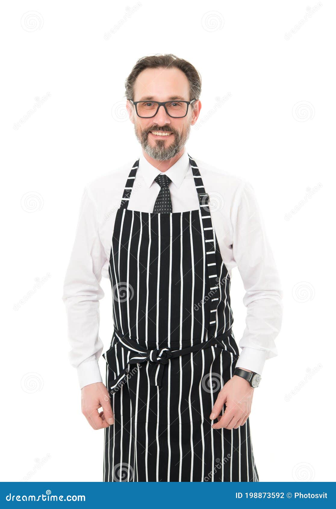 Ready To Help Cook Barber Or Seller Wearing Apron Bearded Man In Apron Salesman Master Of 