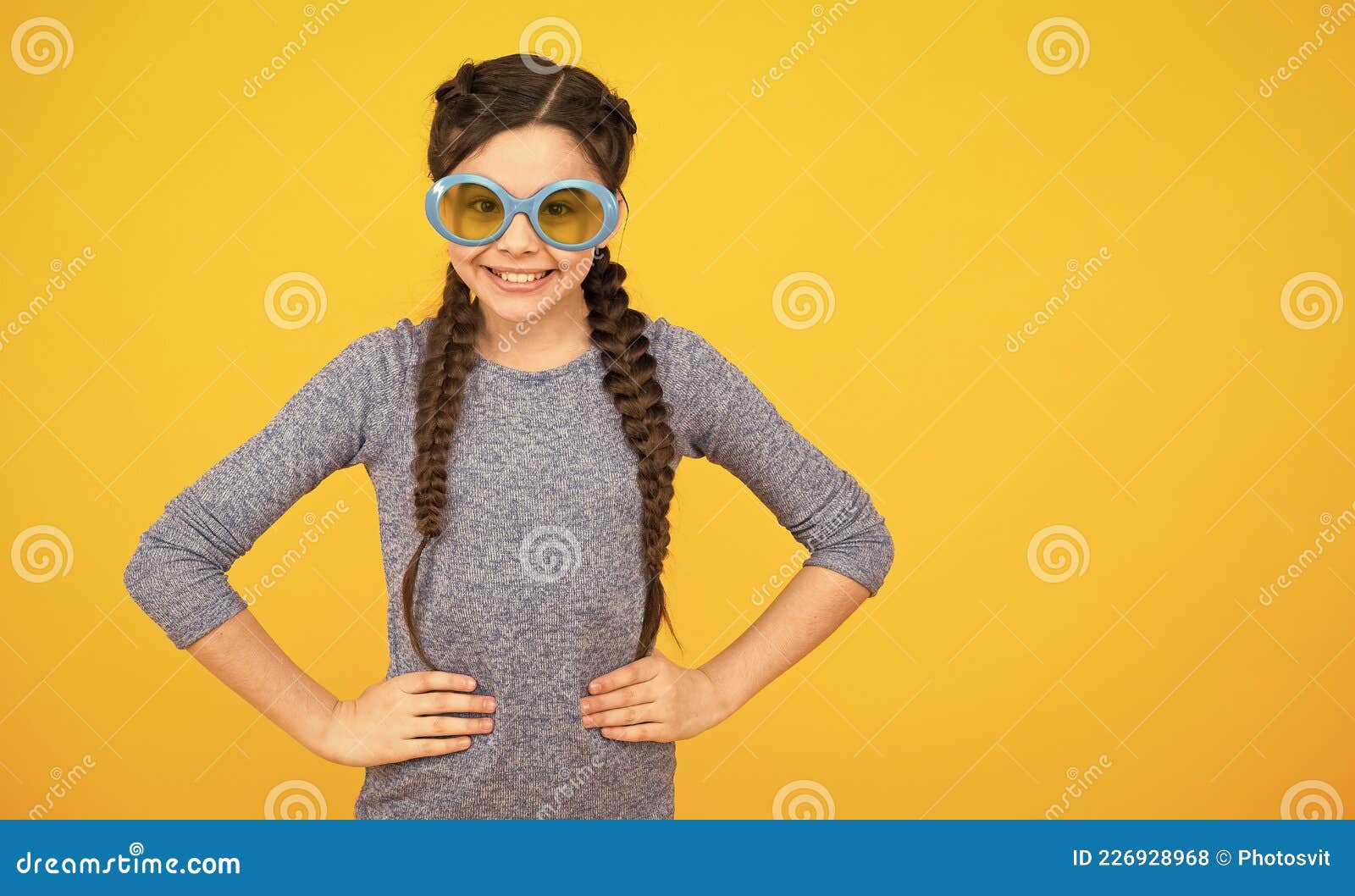 Ready for Vacation. Smiling Child on Vacation. Casual Fashion Trend.  Braided Hair in Pigtails Stock Photo - Image of look, adorable: 226928968