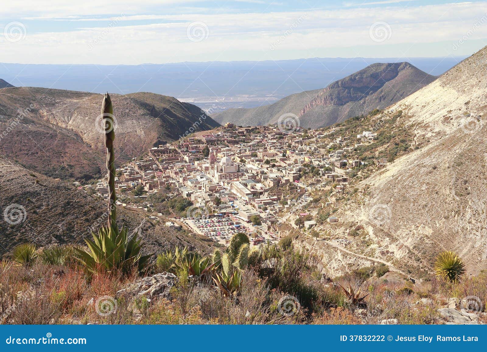 mountains and aerial view of real de catorce, san luis potosi, mexico ii