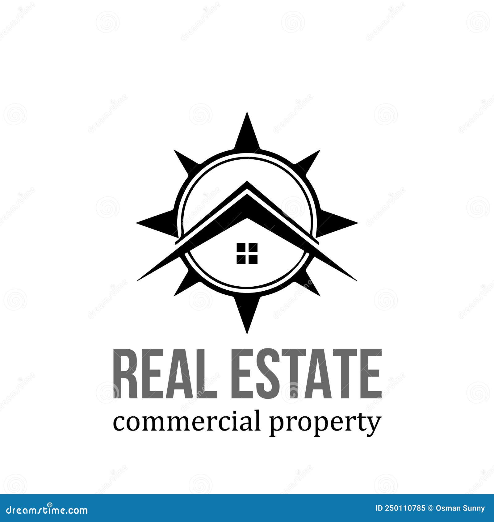 Real Estate Agent with Compass Real Estate Logo Stock Vector