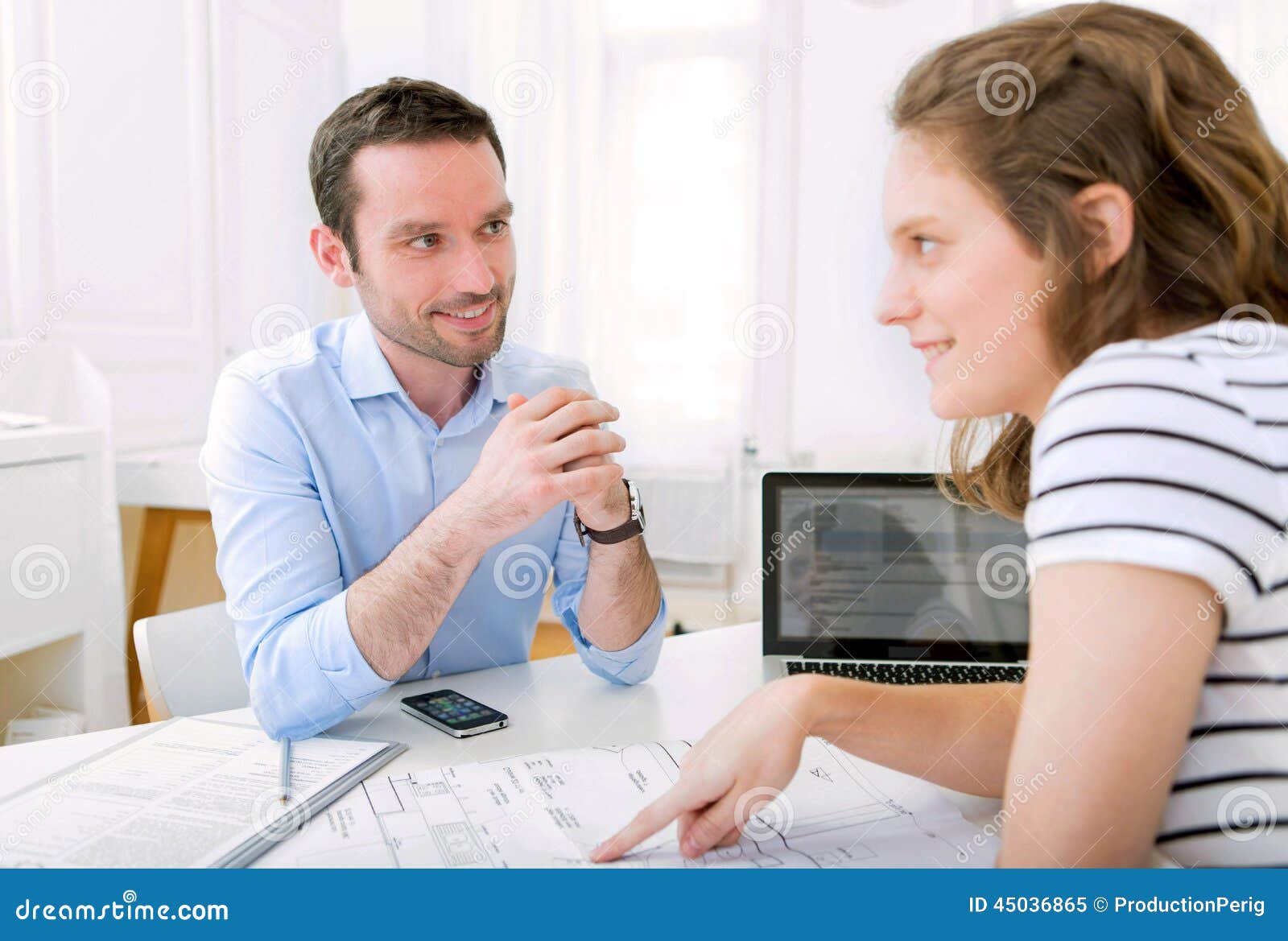 Real Estate Agent and Customer at the Office Stock Image Image of