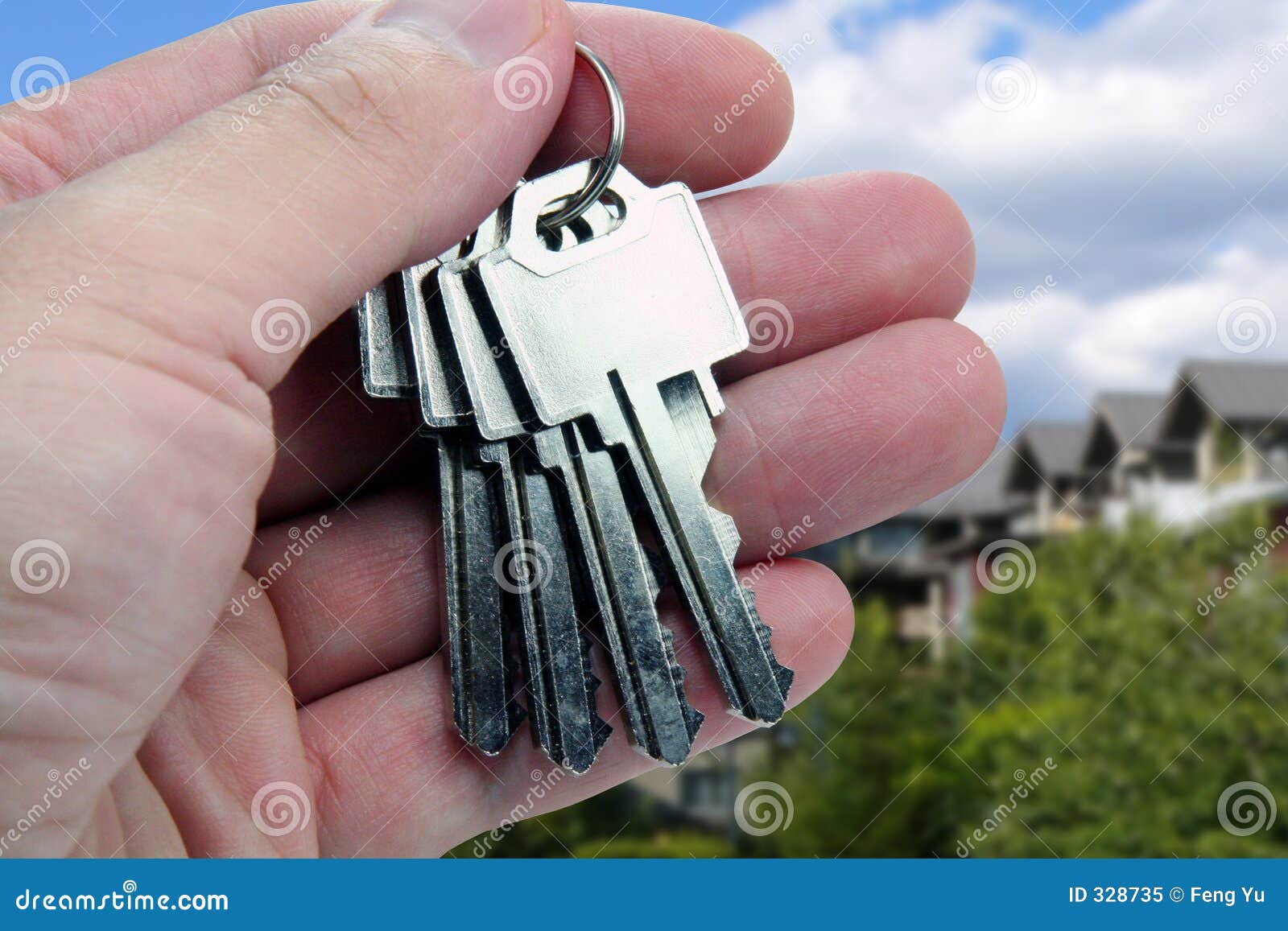 Real Estate Agent Hands Over the Keys Stock Image Image of city