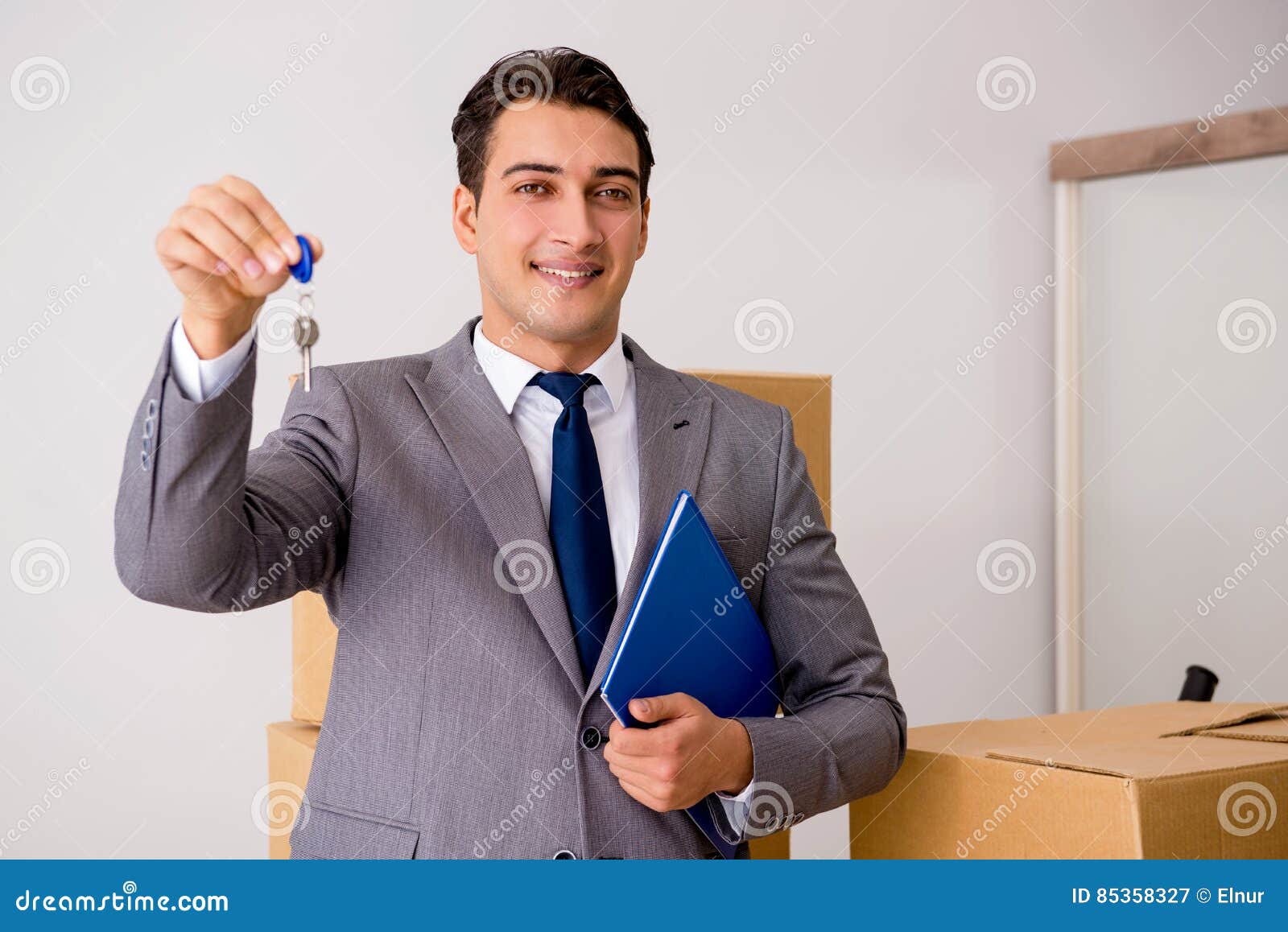 The Real Estate Agent with Key from New House Stock Image Image of finance, home 85358327