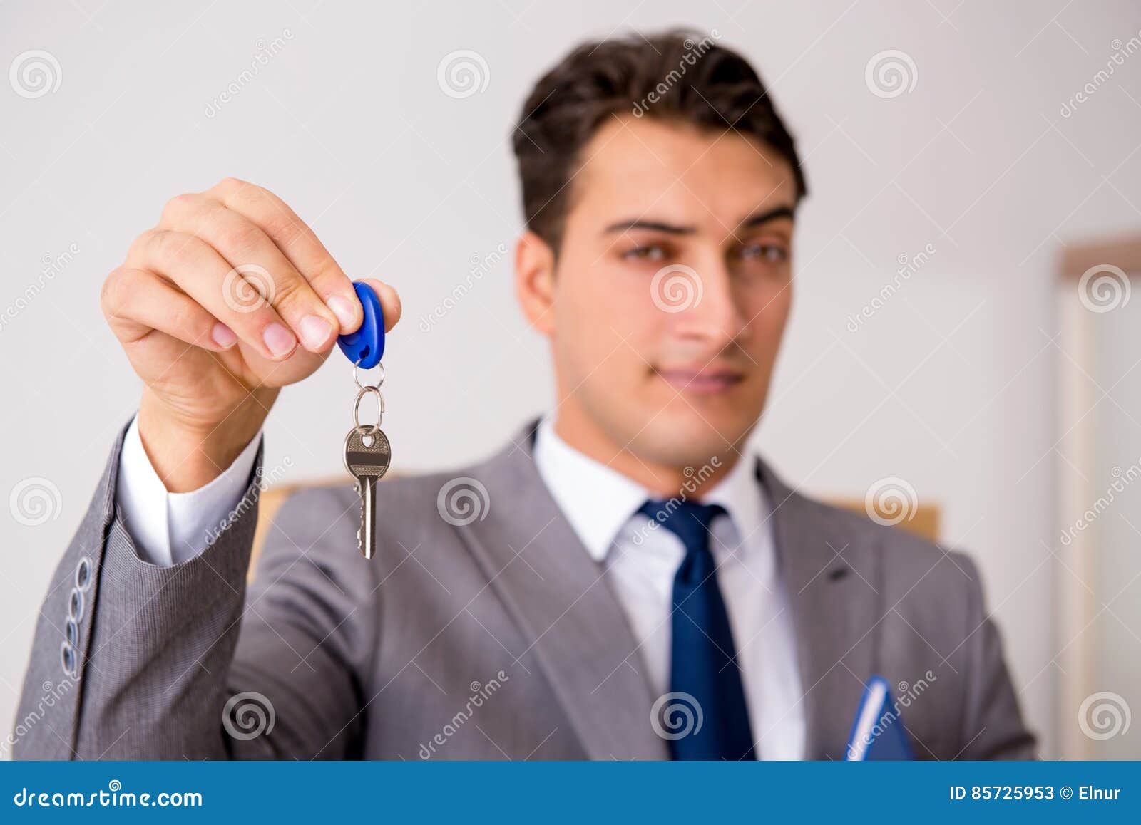 The Real Estate Agent with Key from New House Stock Image Image of