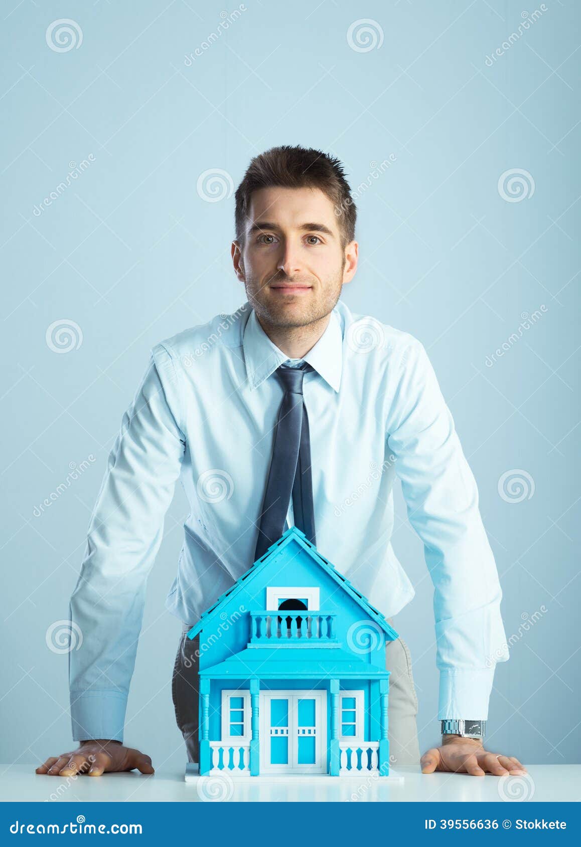 Real Estate Agent with Model House Stock Photo Image of serene