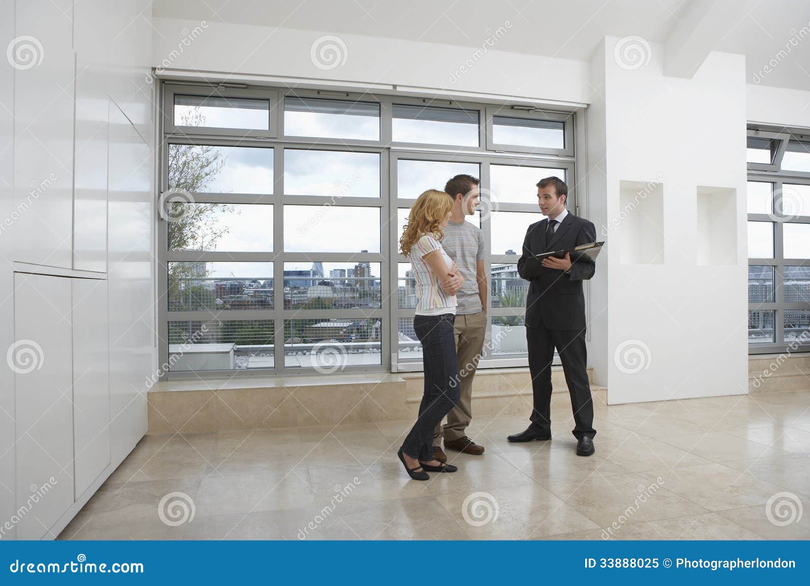 Real Estate Agent Showing Couple New Apartment Stock Image Image Of 