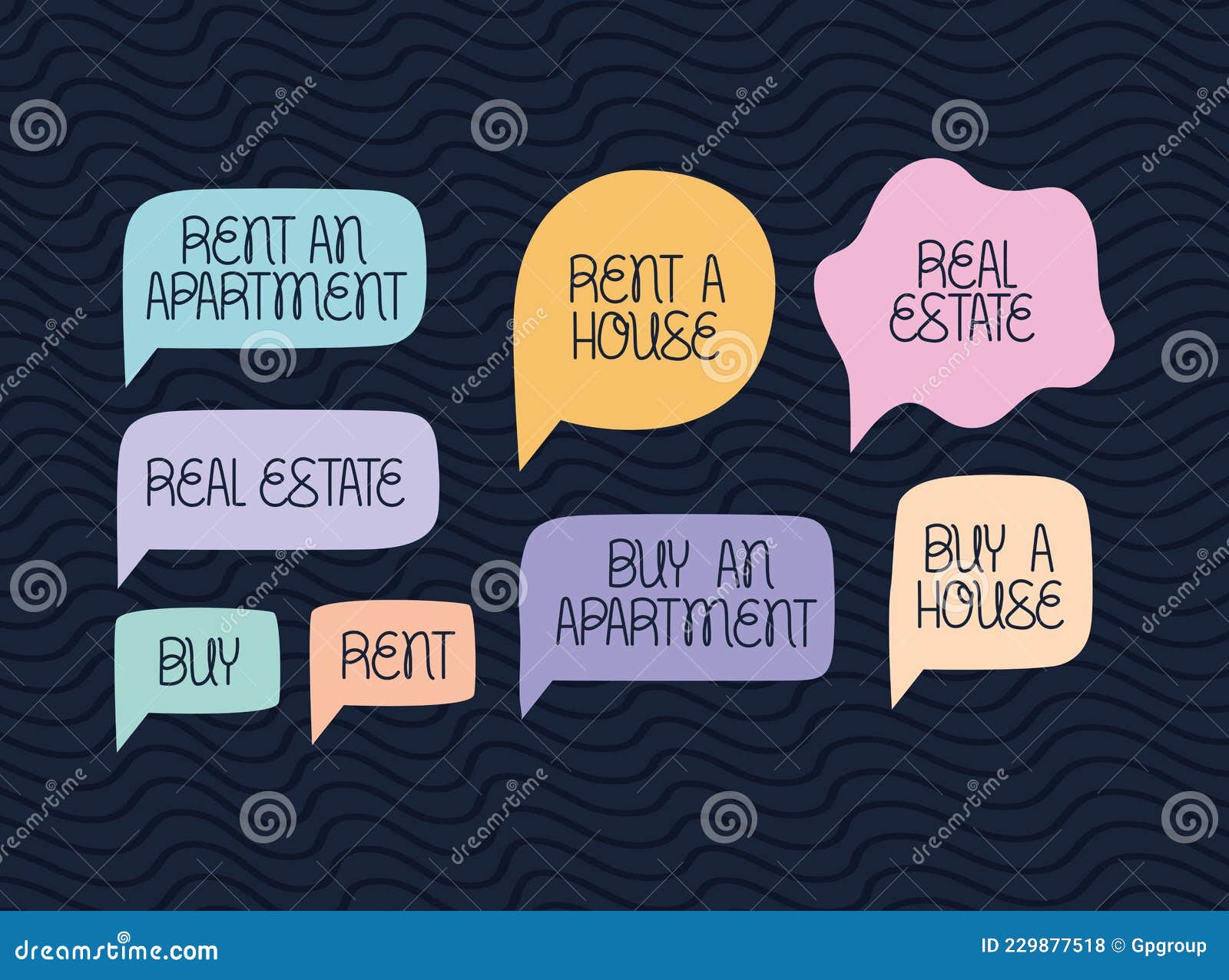 Real estate bubbles stock vector. Illustration of vector 229877518