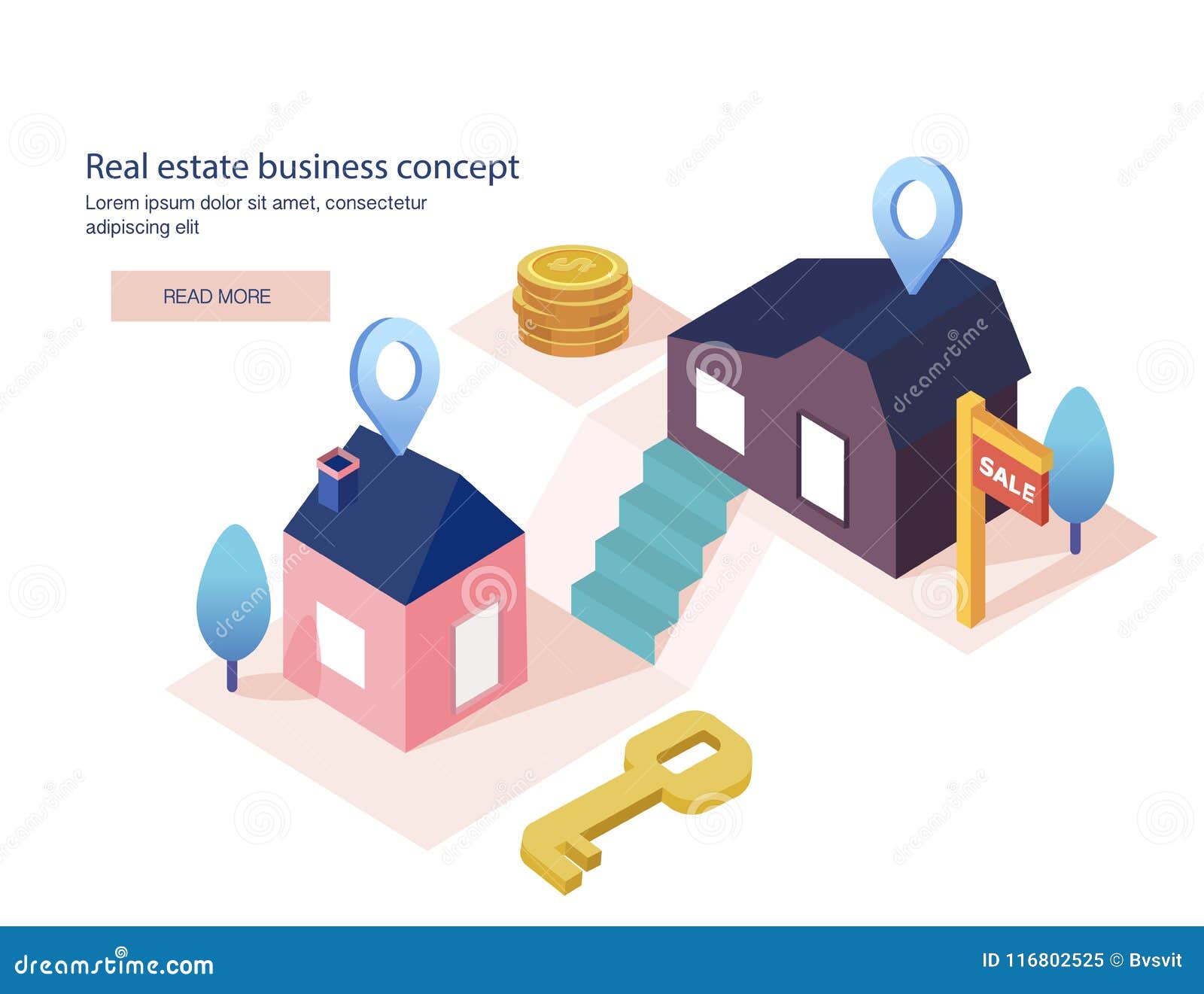 Real Estate Business Concept with Houses. House for Sale, Installment Sale,  Credit,rent. the Best Location,Vector Illustration. Stock Vector -  Illustration of design, outdoor: 116802525