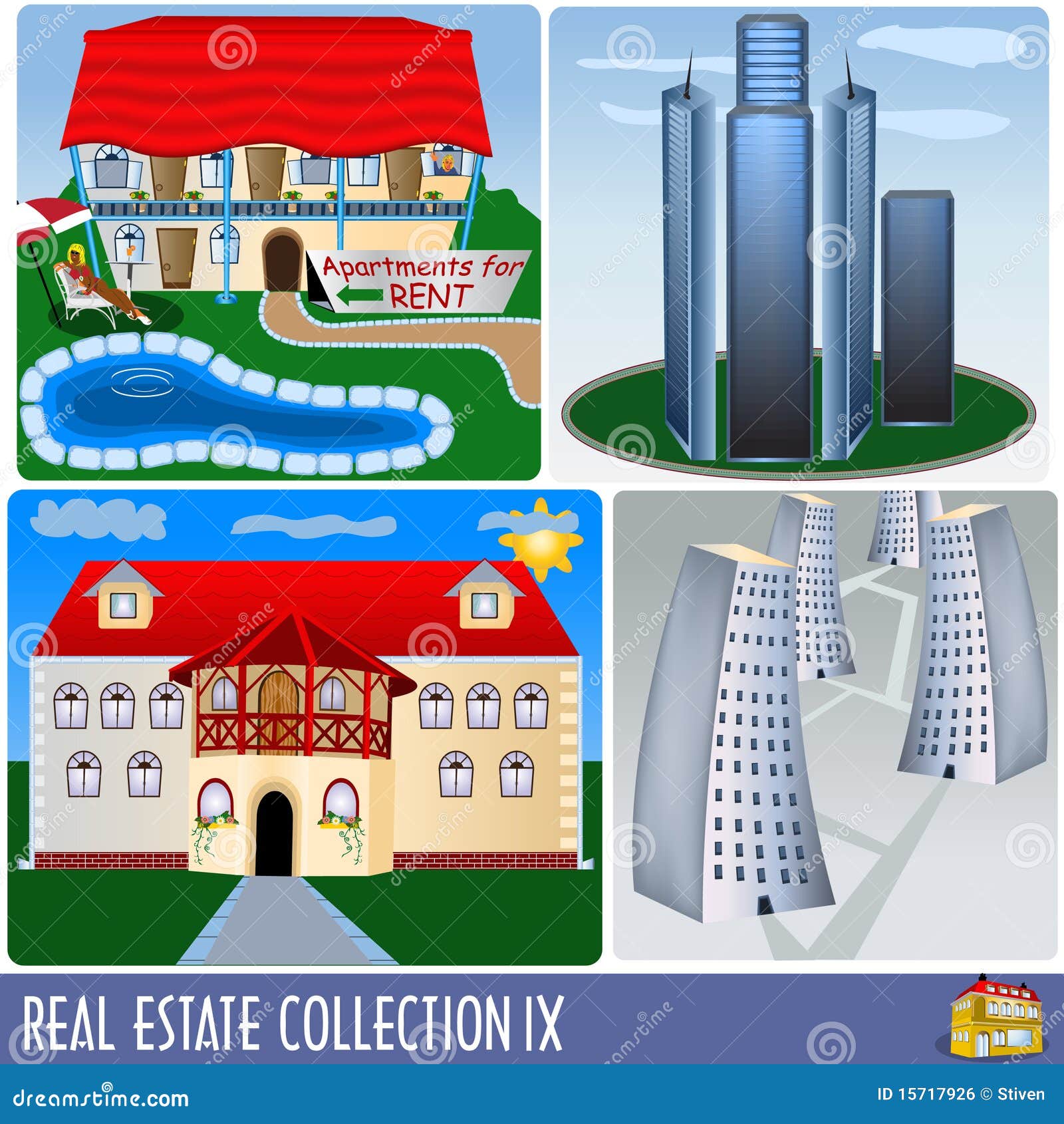 Real estate collection 9 stock vector. Illustration of design 15717926