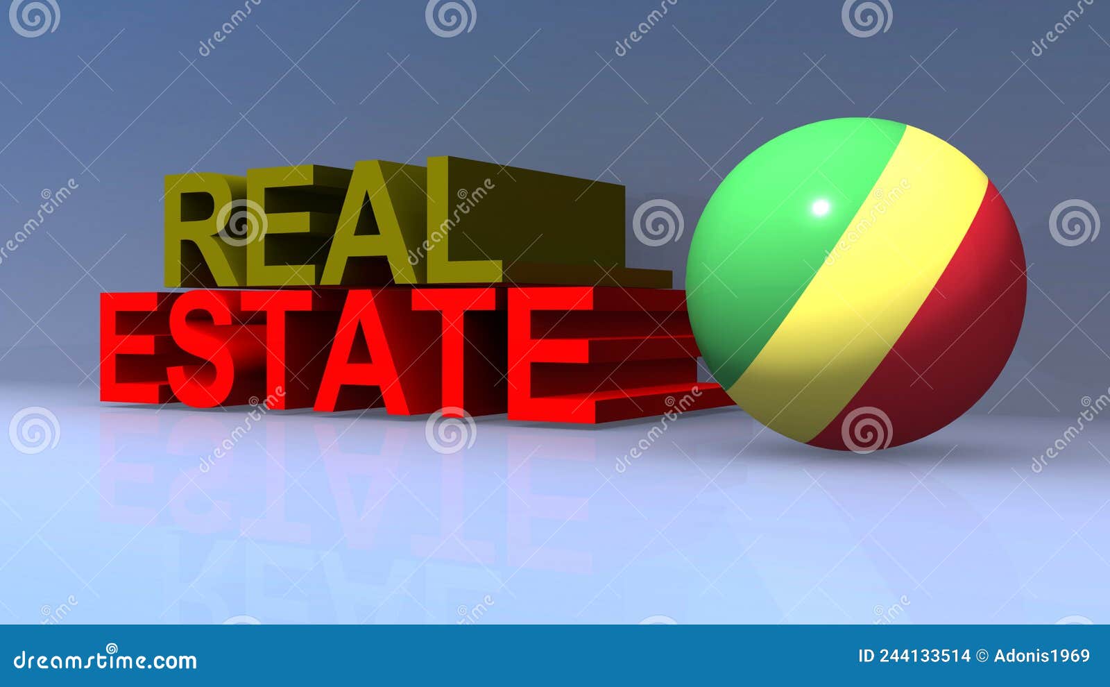 Real Estate with Congo Flag on Blue Stock Illustration Illustration