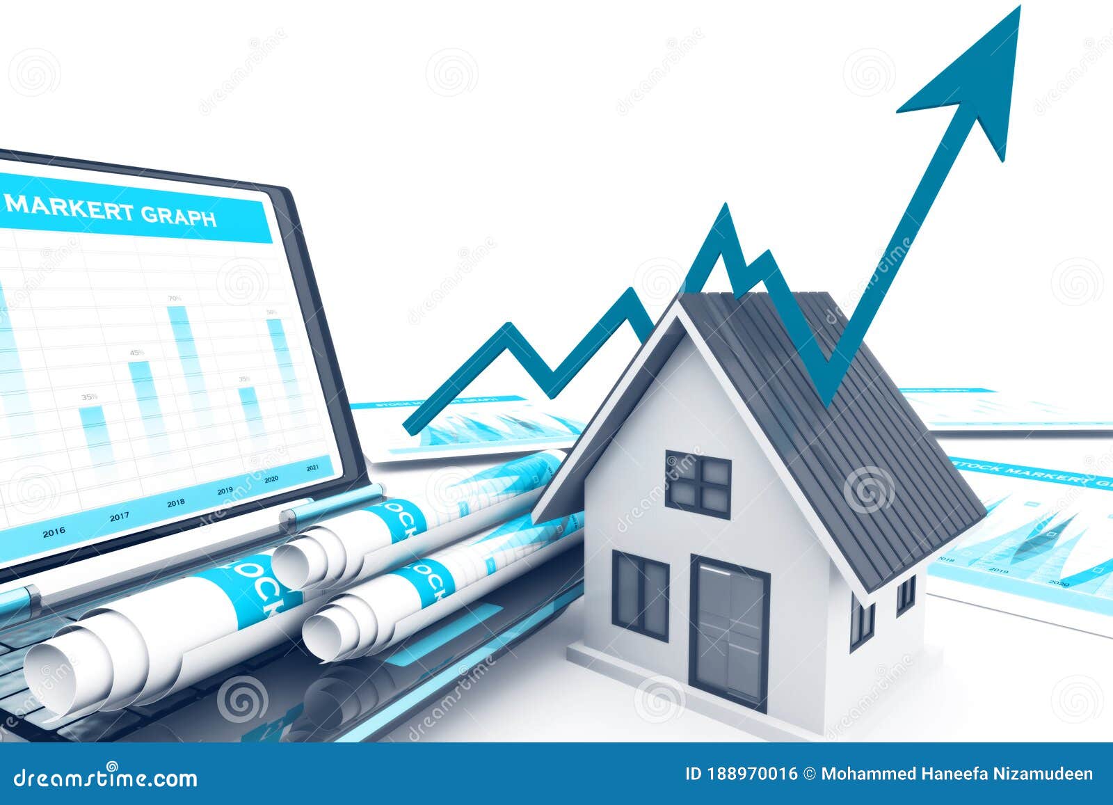 Real estate growth chart stock illustration. Illustration of value