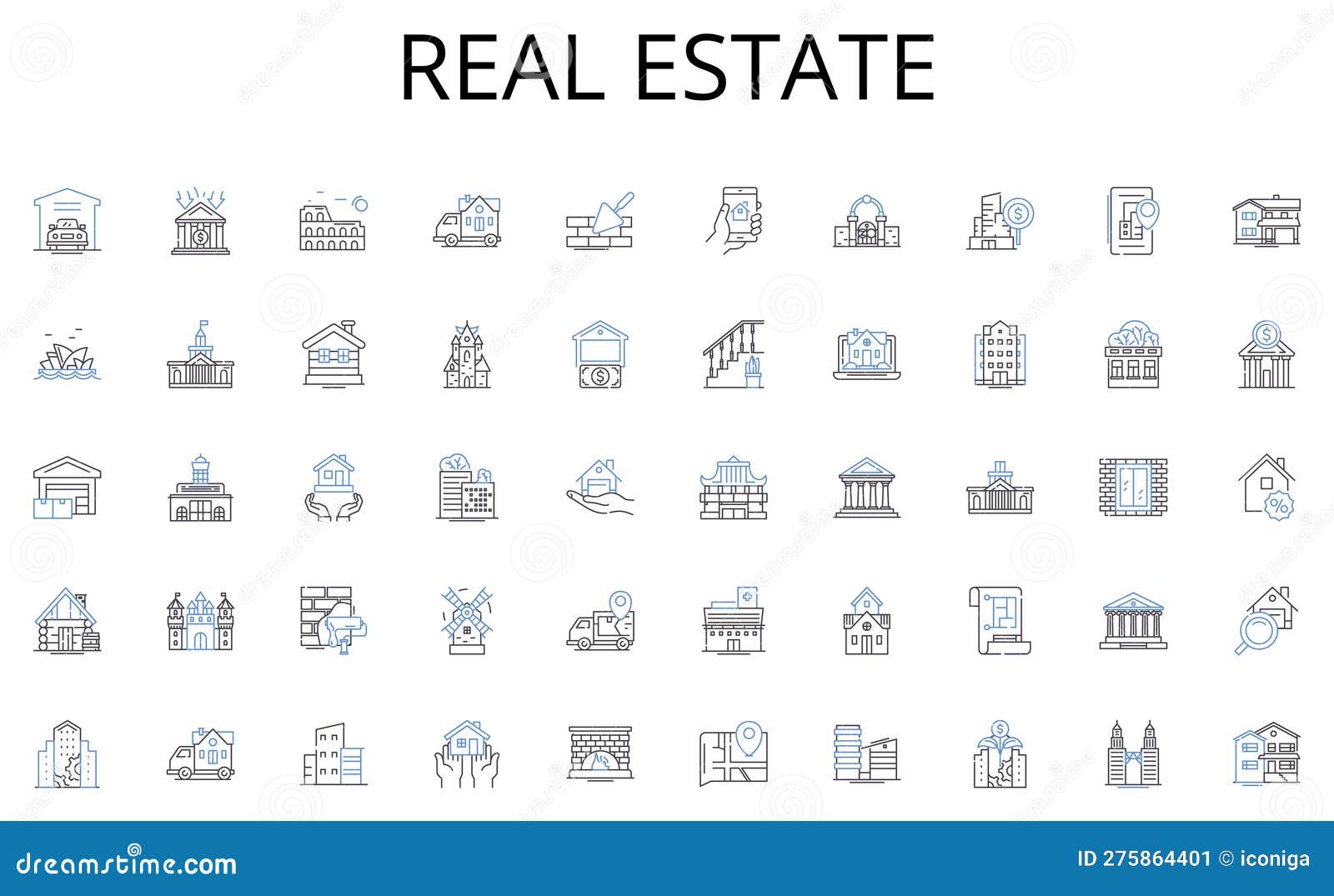 real estate line icons collection. agility, adaptability, resilience, innovation, progress, efficiency, growth 