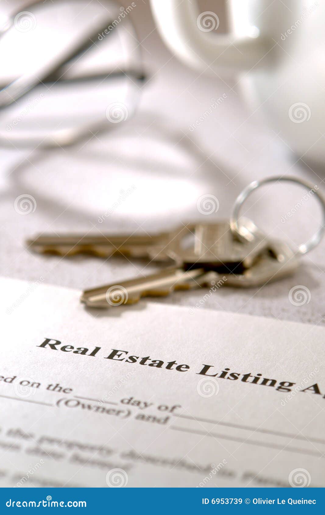 Real Estate Listing Contract and House Keys Stock Image Image of