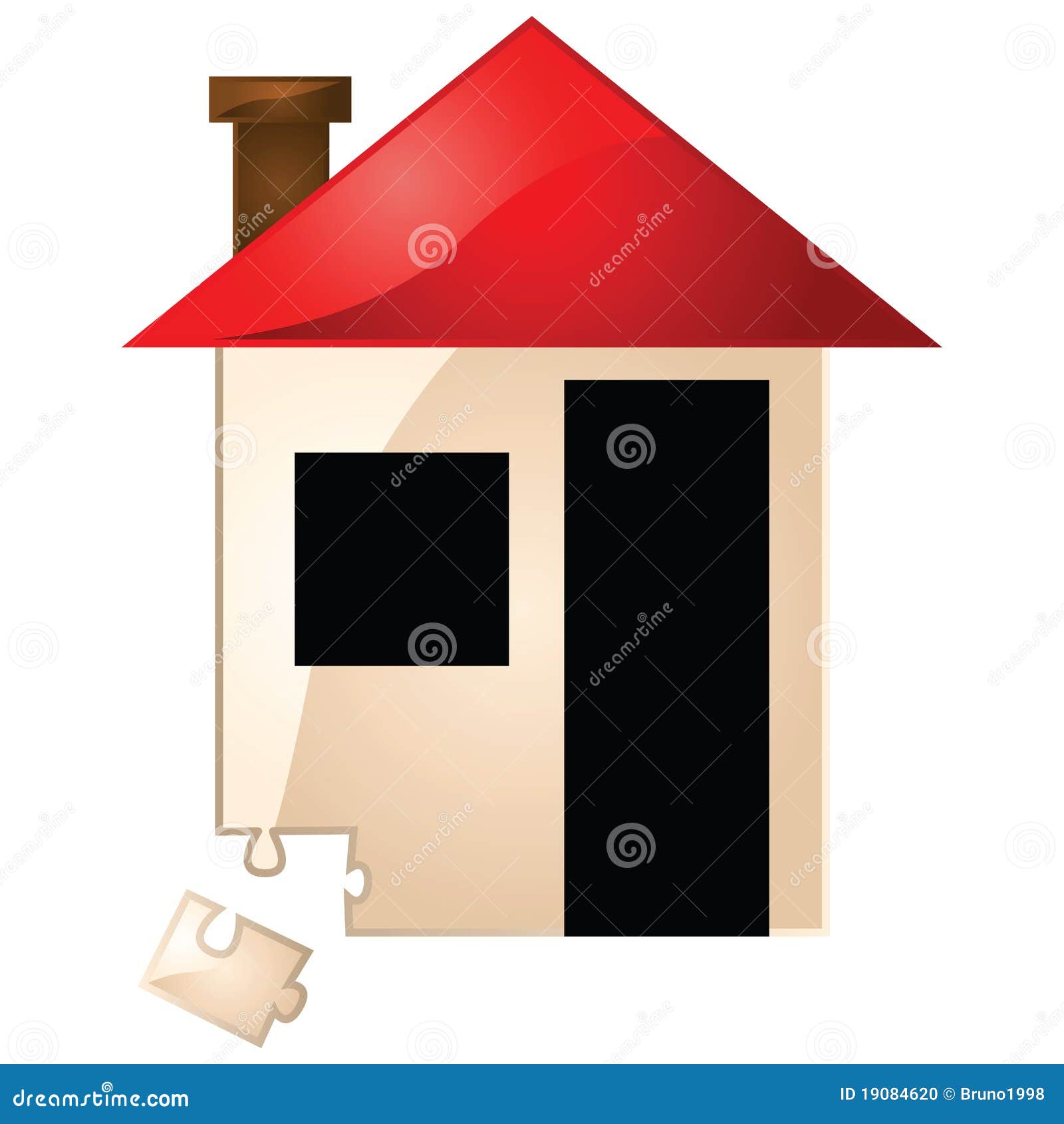 Real estate missing piece. Concept illustration showing a house and a missing puzzle piece