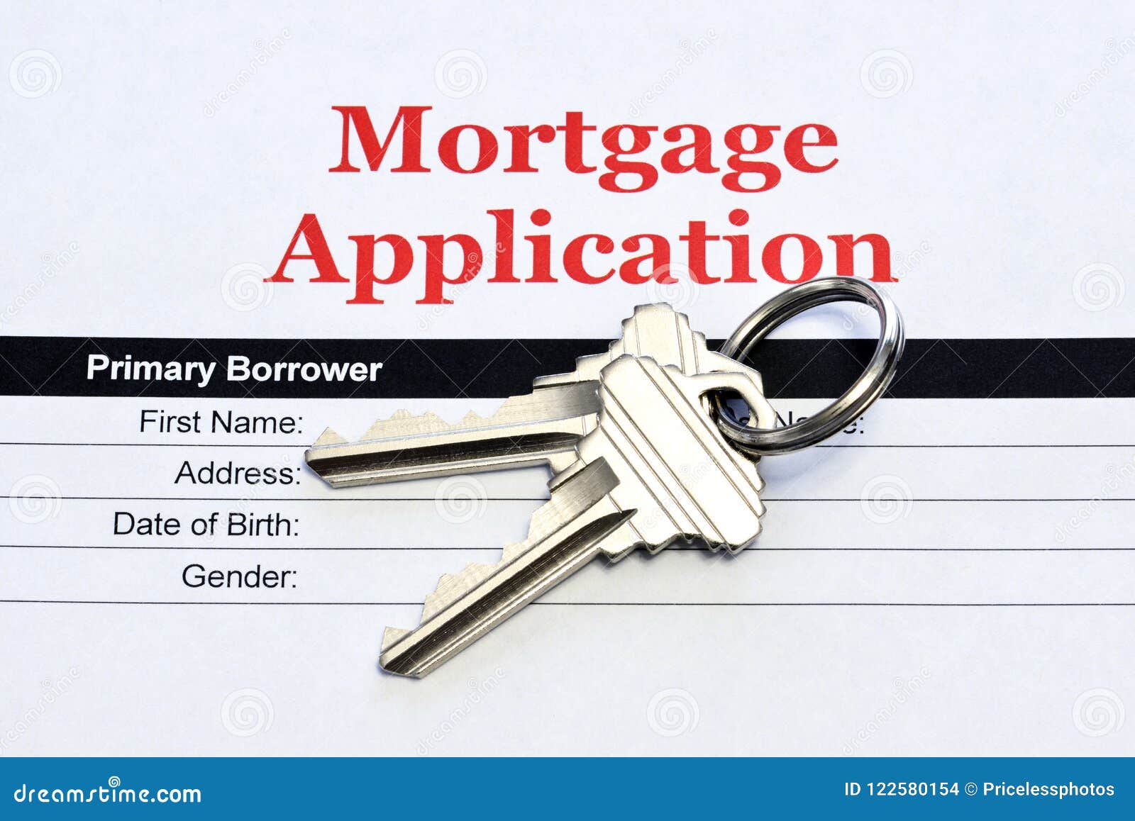 Real Estate Mortgage Application with House Keys Stock Photo Image of