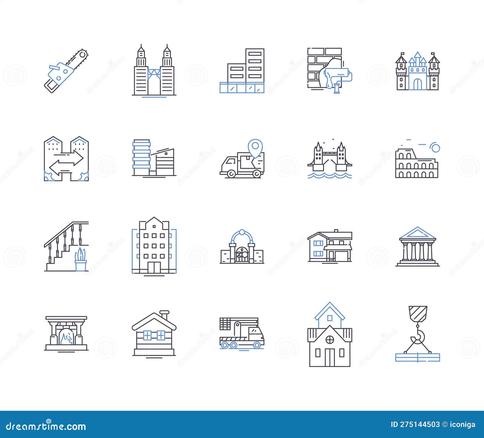 real estate technology outline icons collection. realty, technological, proptech, innovation, automation, ai, analytics