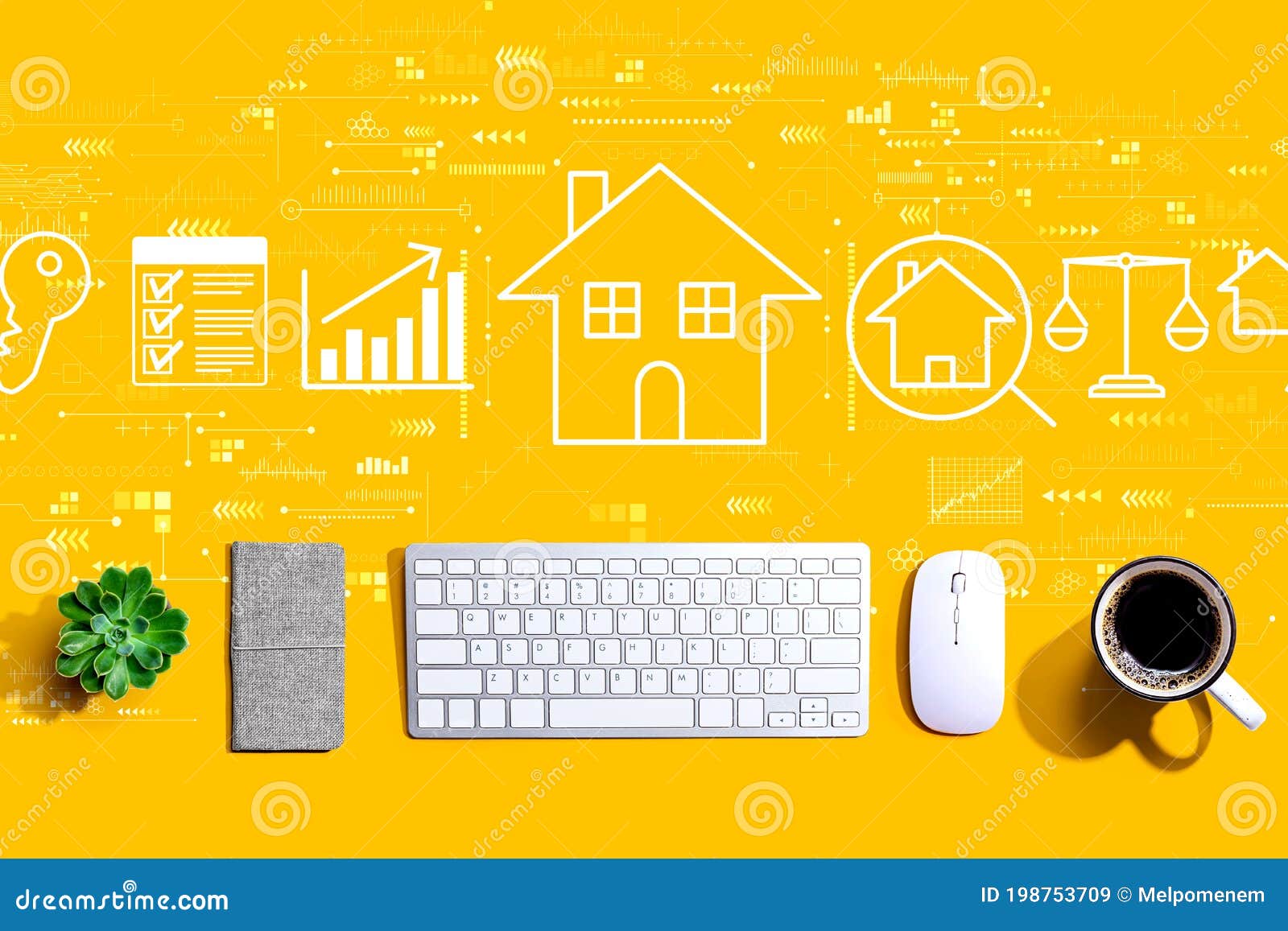Real Estate Theme with a Computer Keyboard Stock Image Image of