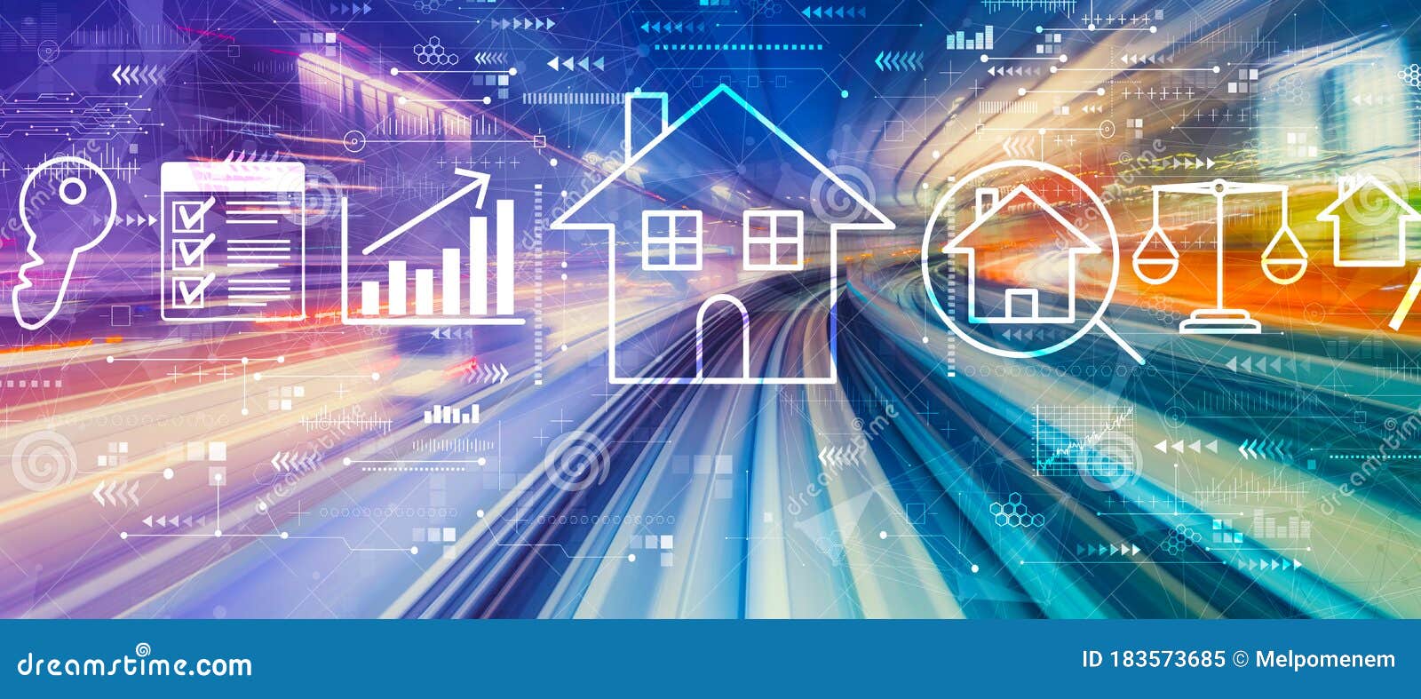 Real Estate Theme with High Speed Motion Blur Stock Illustration