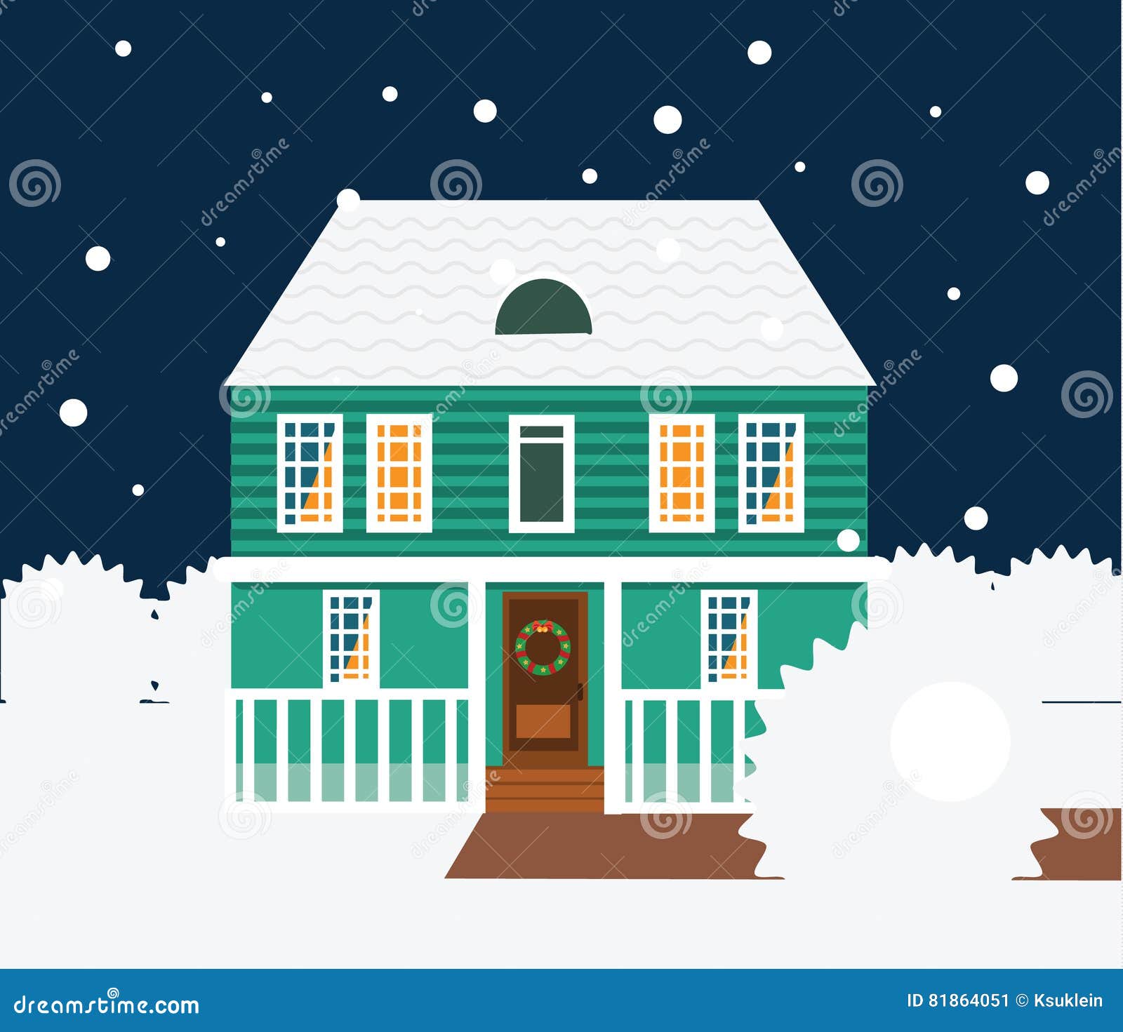 Download Real Estate Winter Night Scene. House, Cottage, Townhouse ...