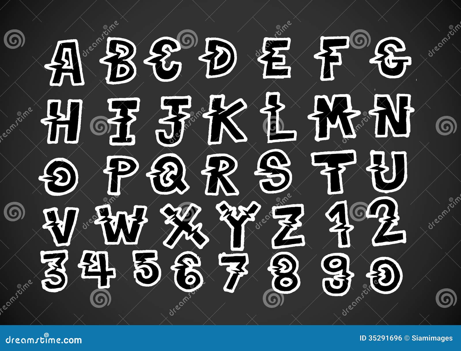 Real Hand Drawn Letters Font Written With A Pen Stock Illustration