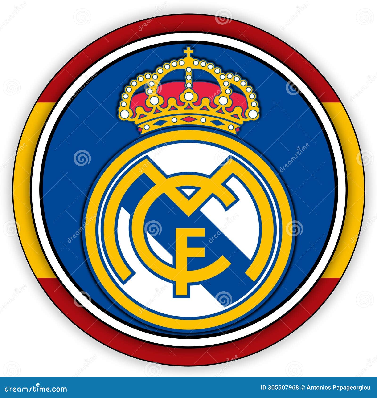 Real Madrid Club De Fútbol Emblem Against the Backdrop of the Spanish