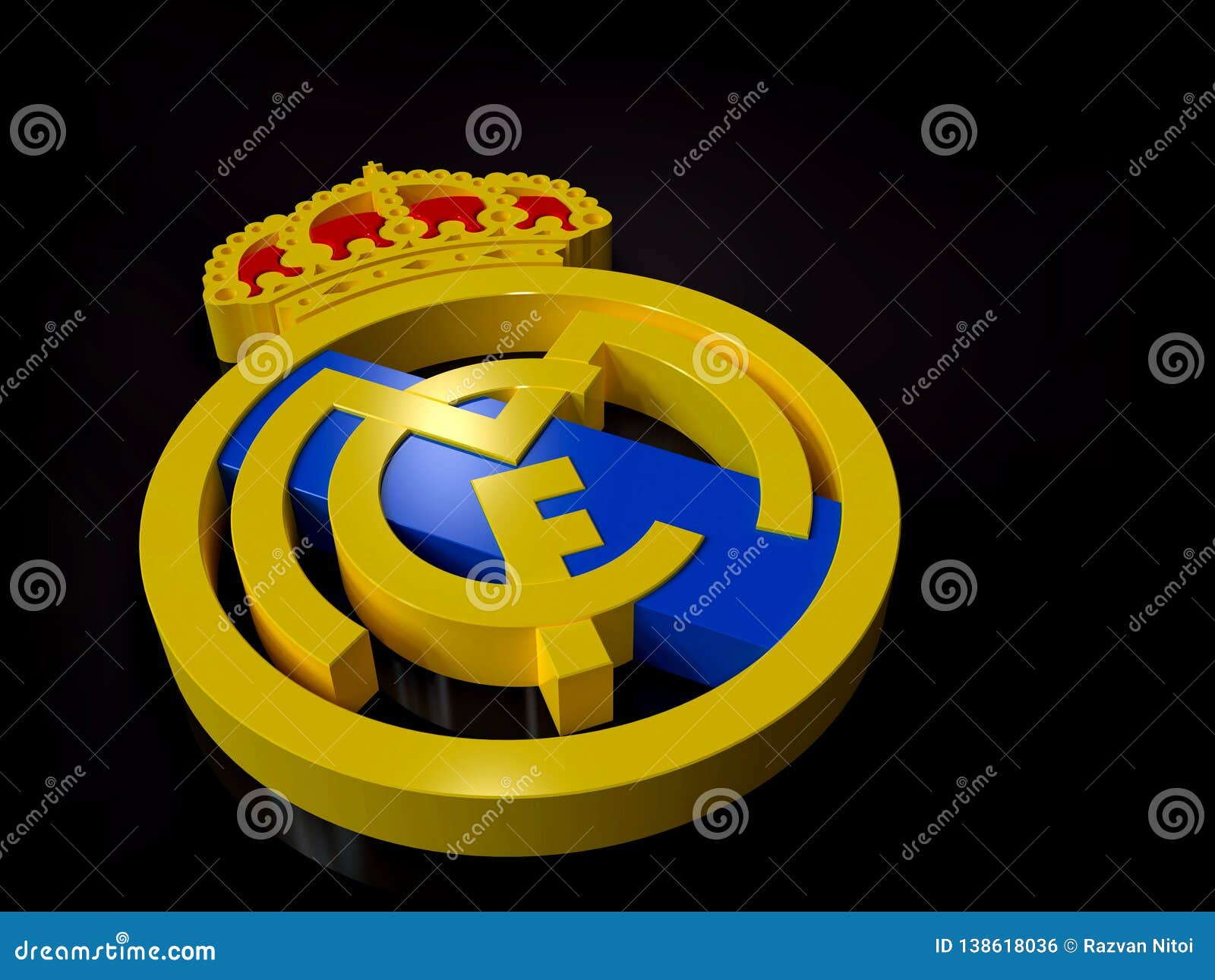 Real Madrid Football Club Logo 3D Perspective Editorial Photo -  Illustration of league, front: 138618036