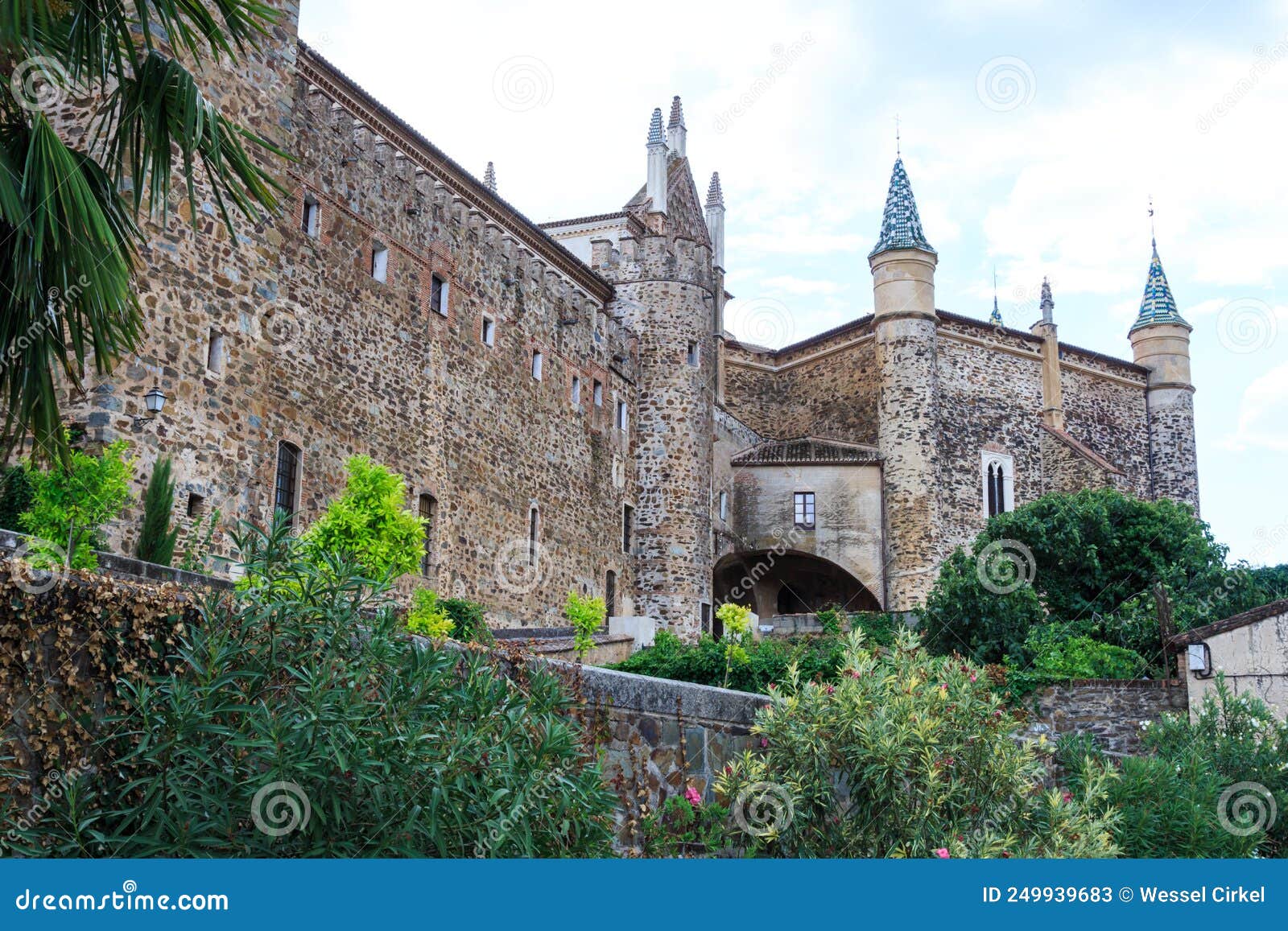 walls and towers of hospederia del real monasterio de guadalupe, spain