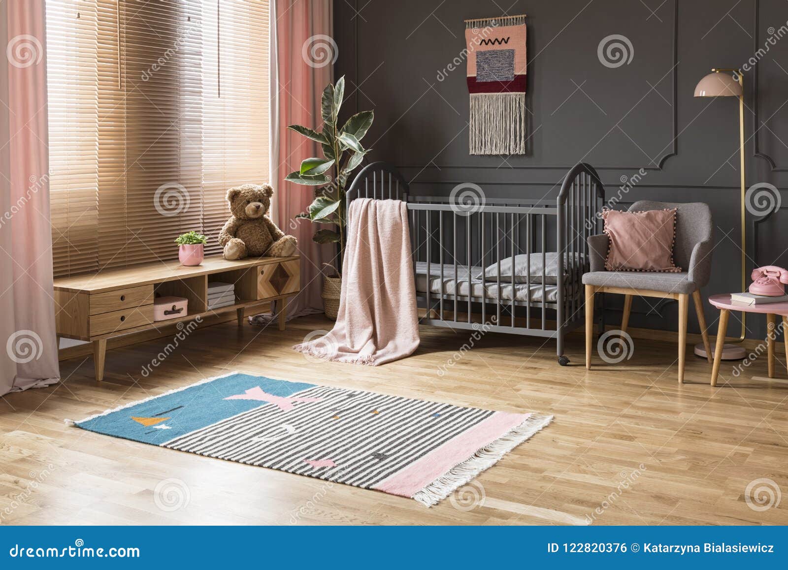 baby crib in living room