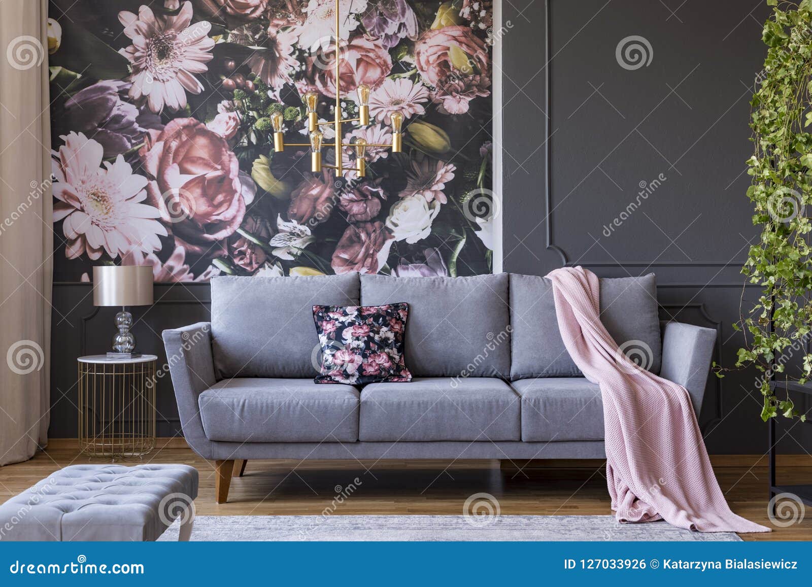 Real Photo Of A Living Room Interior With A Sofa Pillow 