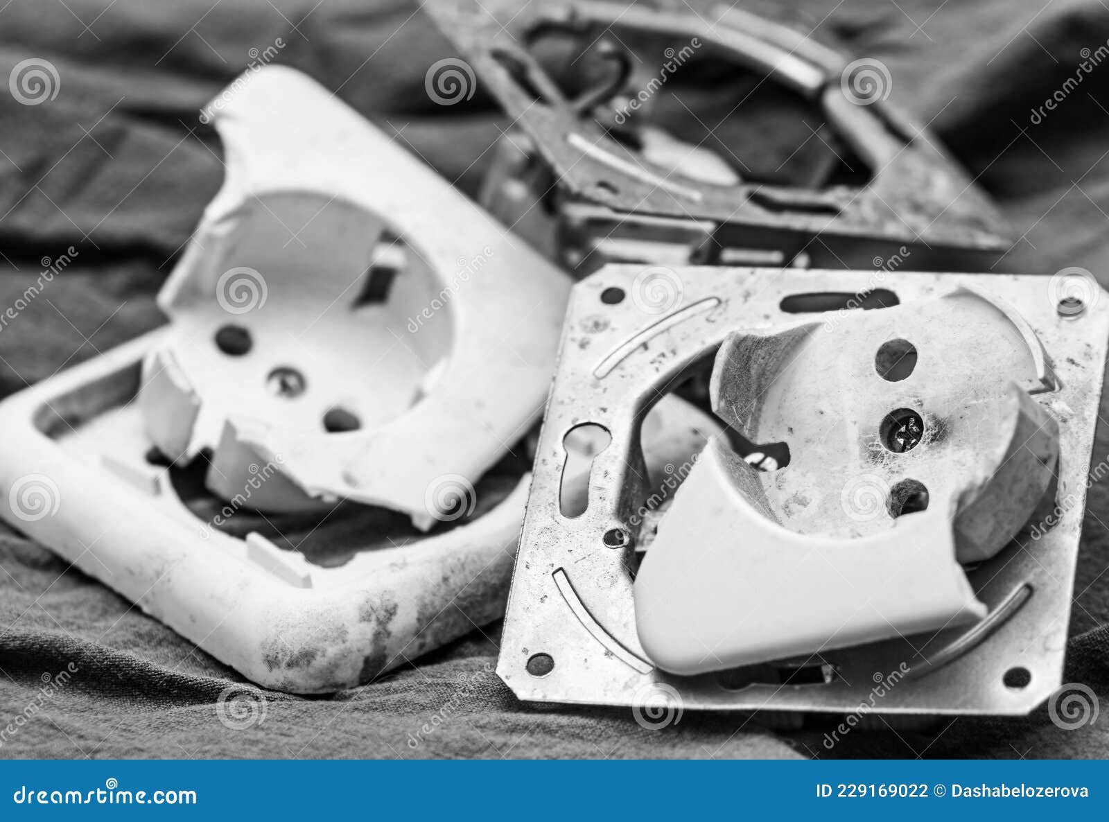 Real Plastic Light Old Electrical Outlets Stock Photo Image of