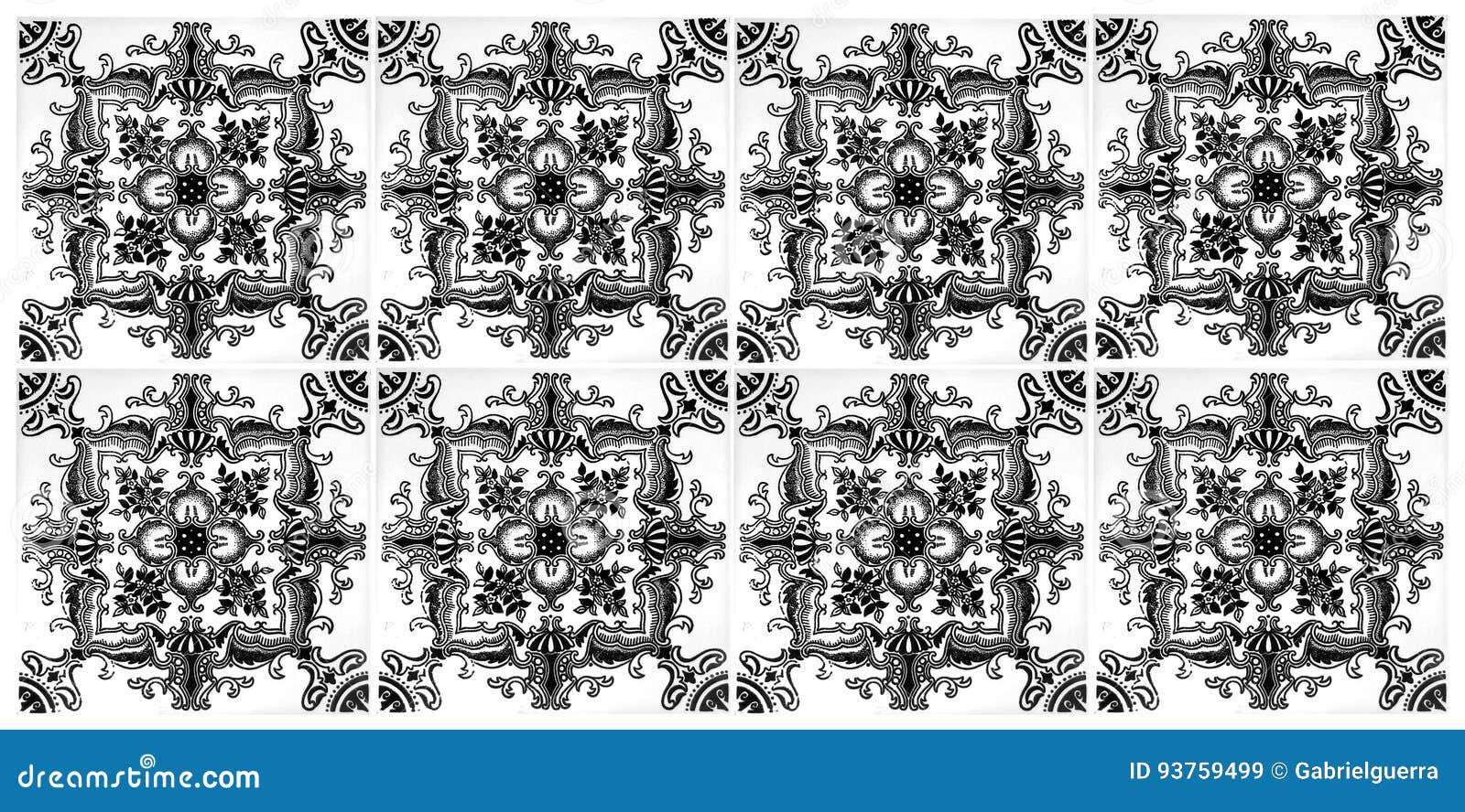 real portuguese classic wall tiles in black and white. hydraulic tiles in portuguese architect style.