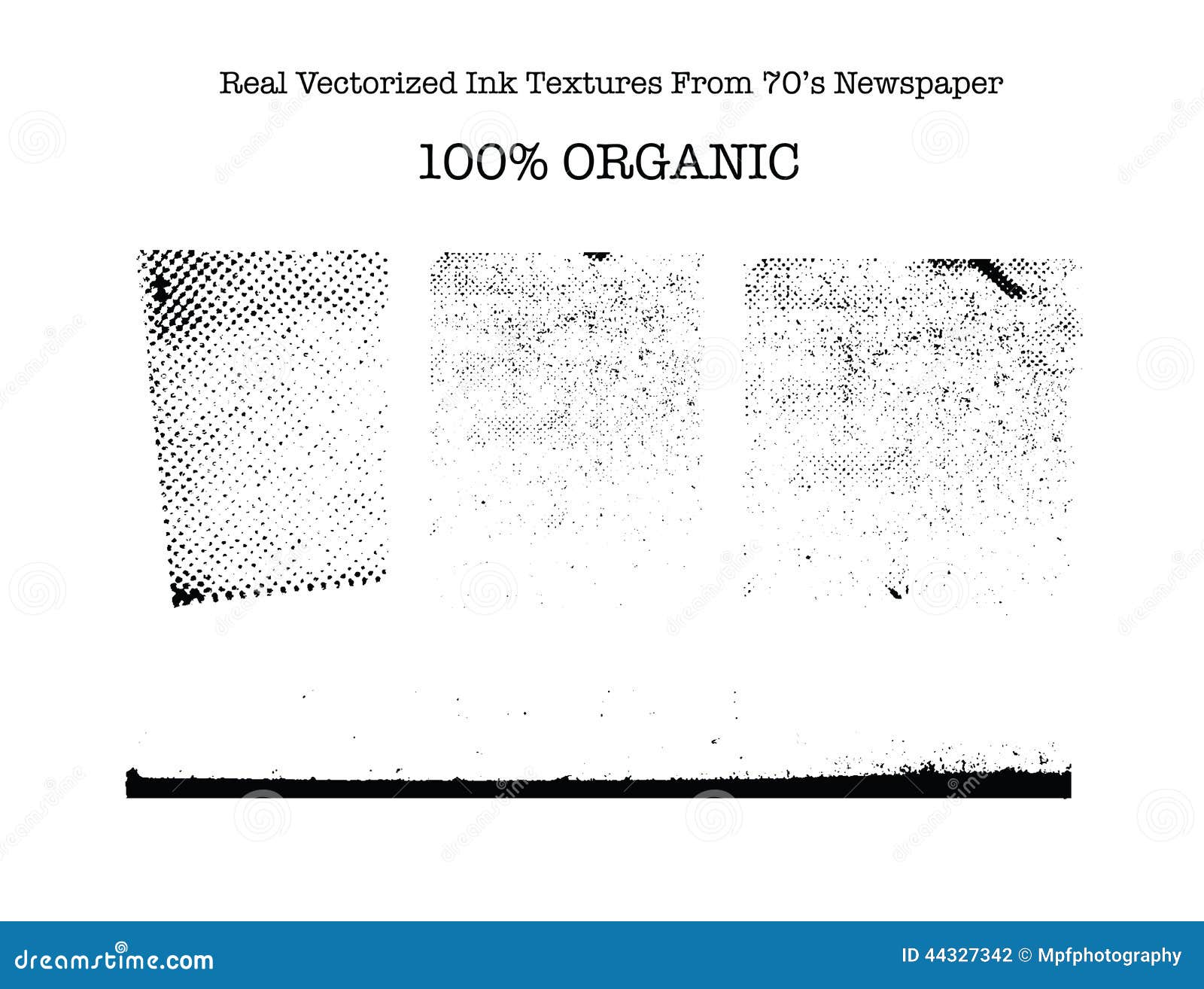 Real Vectorized Black Traced Ink Textures from 70 S Newspaper Stock