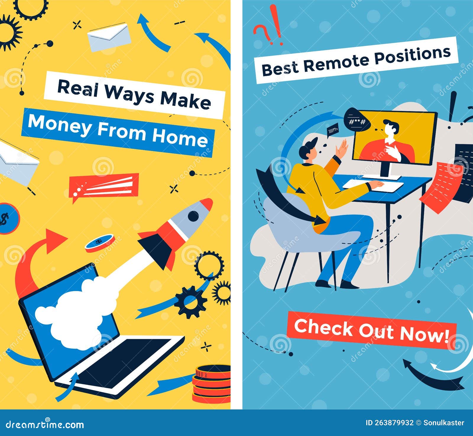 Real Ways Make Money from Home, Remote Position Stock Illustration