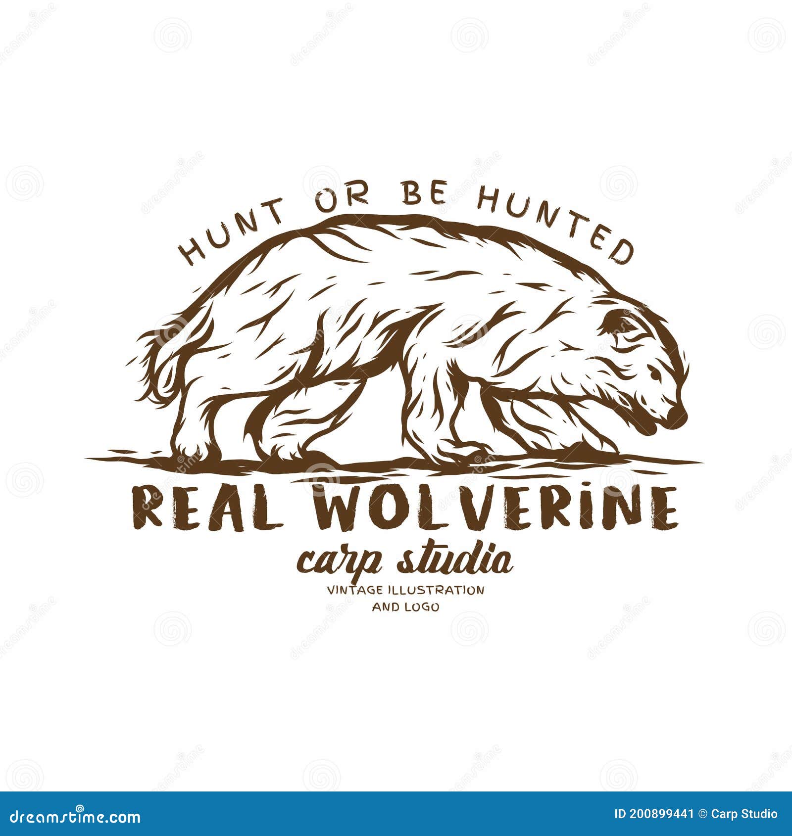 The Real Wolverine Animal, Vector Vintage Illustration Logo Stock Vector -  Illustration of emblem, element: 200899441