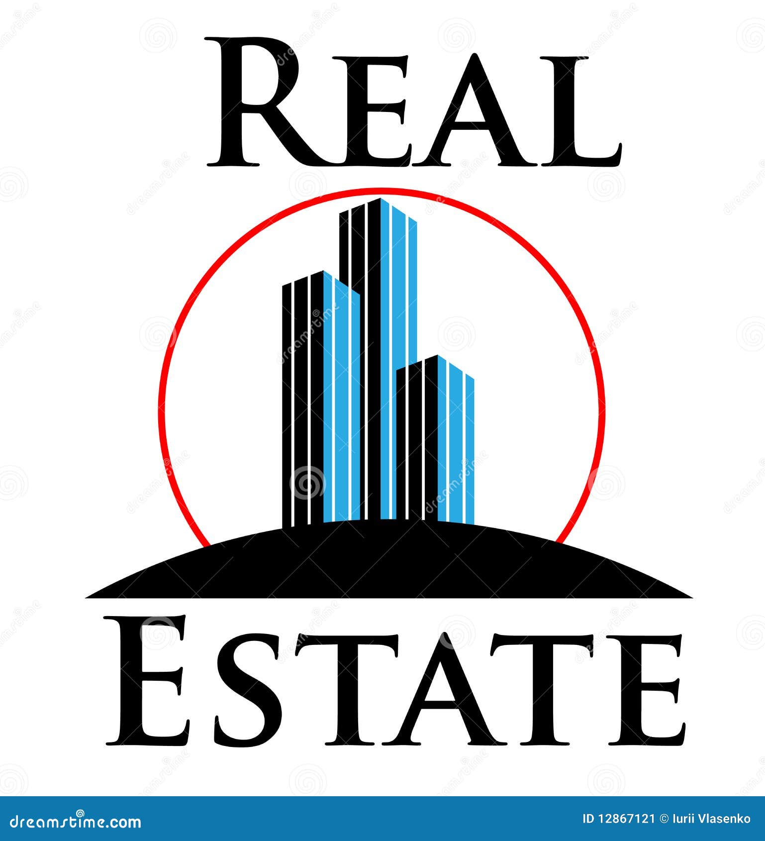 RealEstate. Ilustração da amostra do logotipo dos bens imobiliários