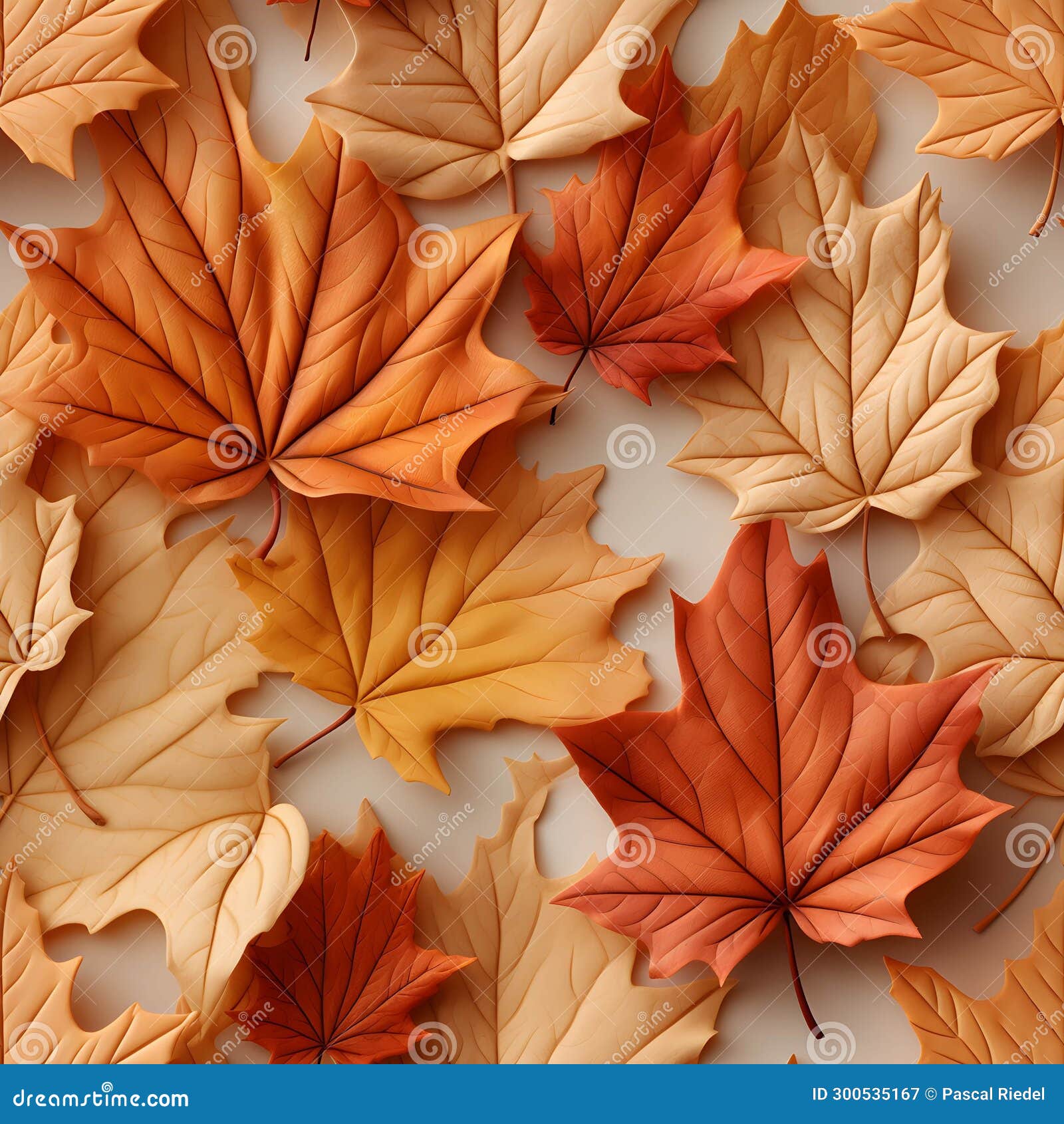 realisitc maple autumn leaves pattern top view. seamless pattern.