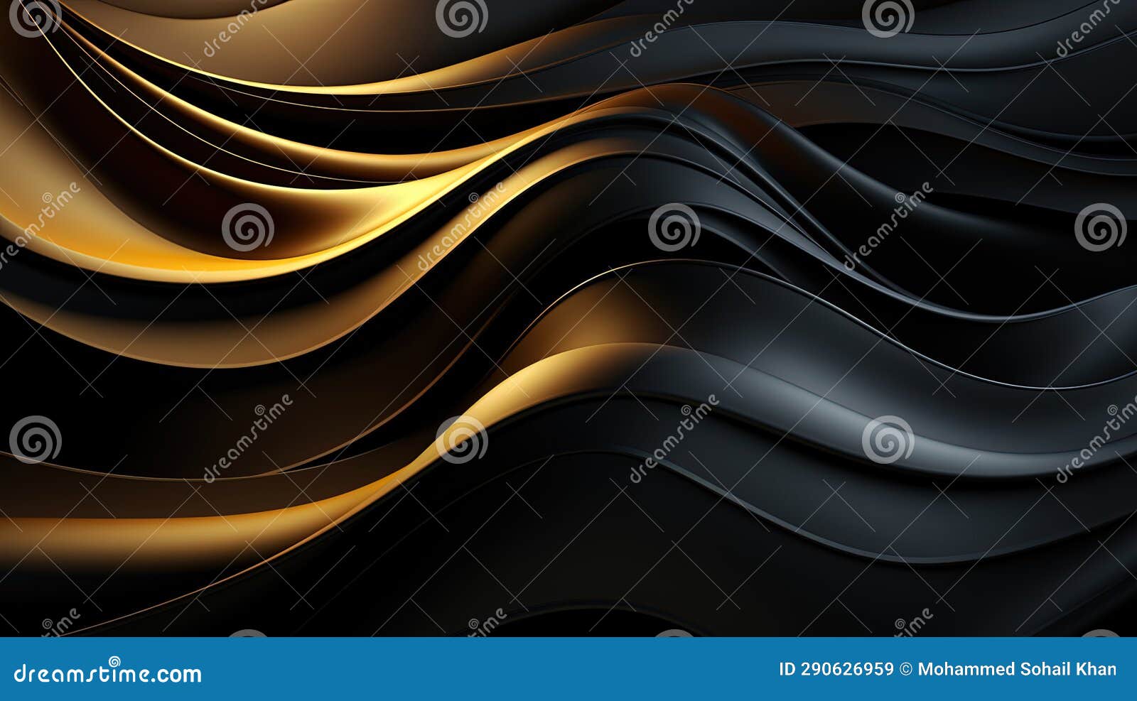 Realistic Abstract Black and Orange Acrylic Paint Liquid Wavy