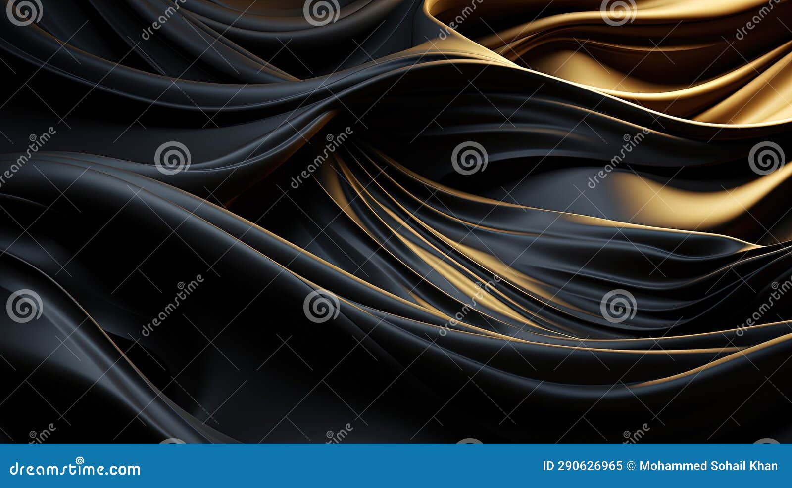 Realistic Abstract Black and Orange Acrylic Paint Liquid Wavy