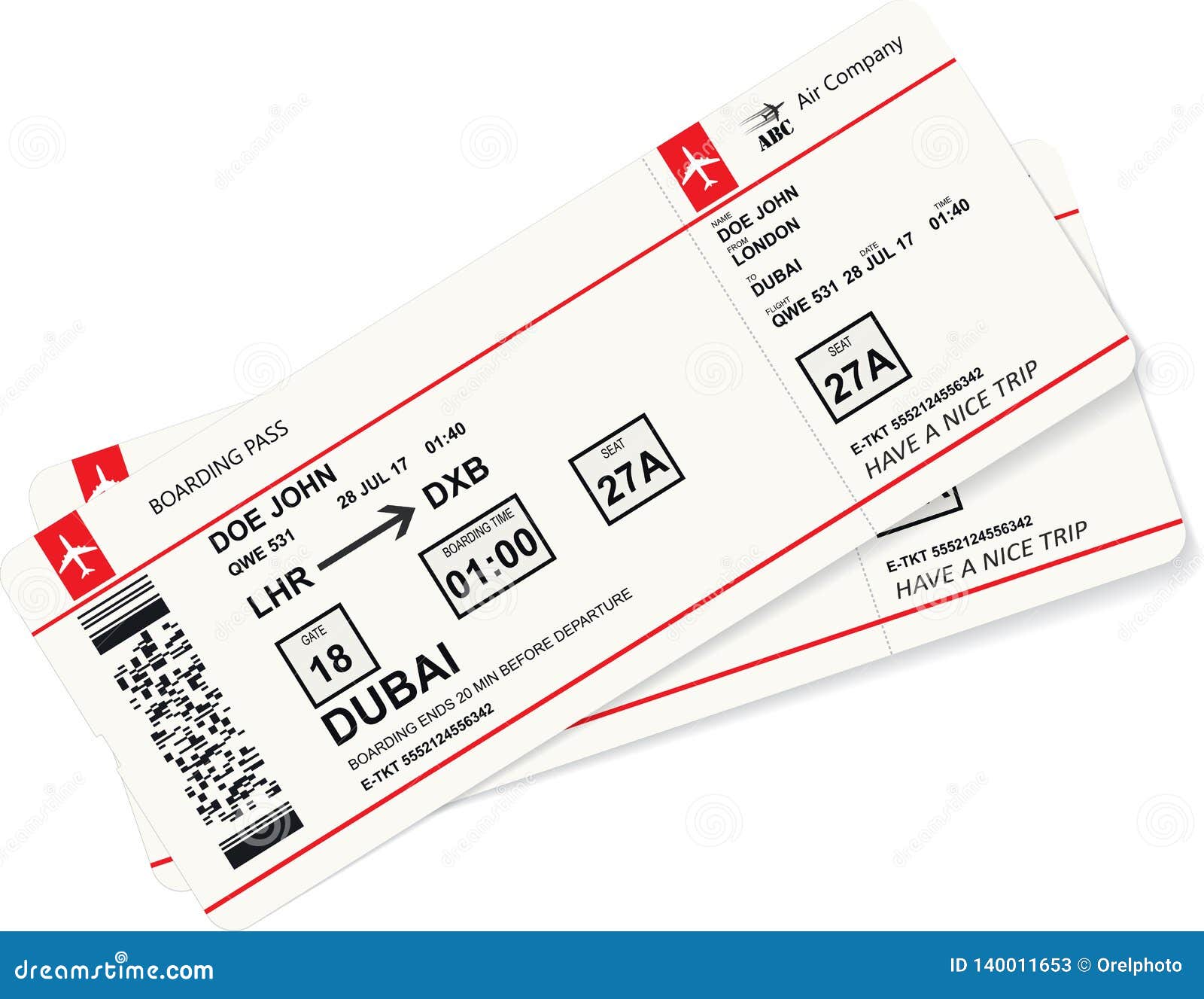 Realistic Airline Ticket Design Stock Vector Illustration of class