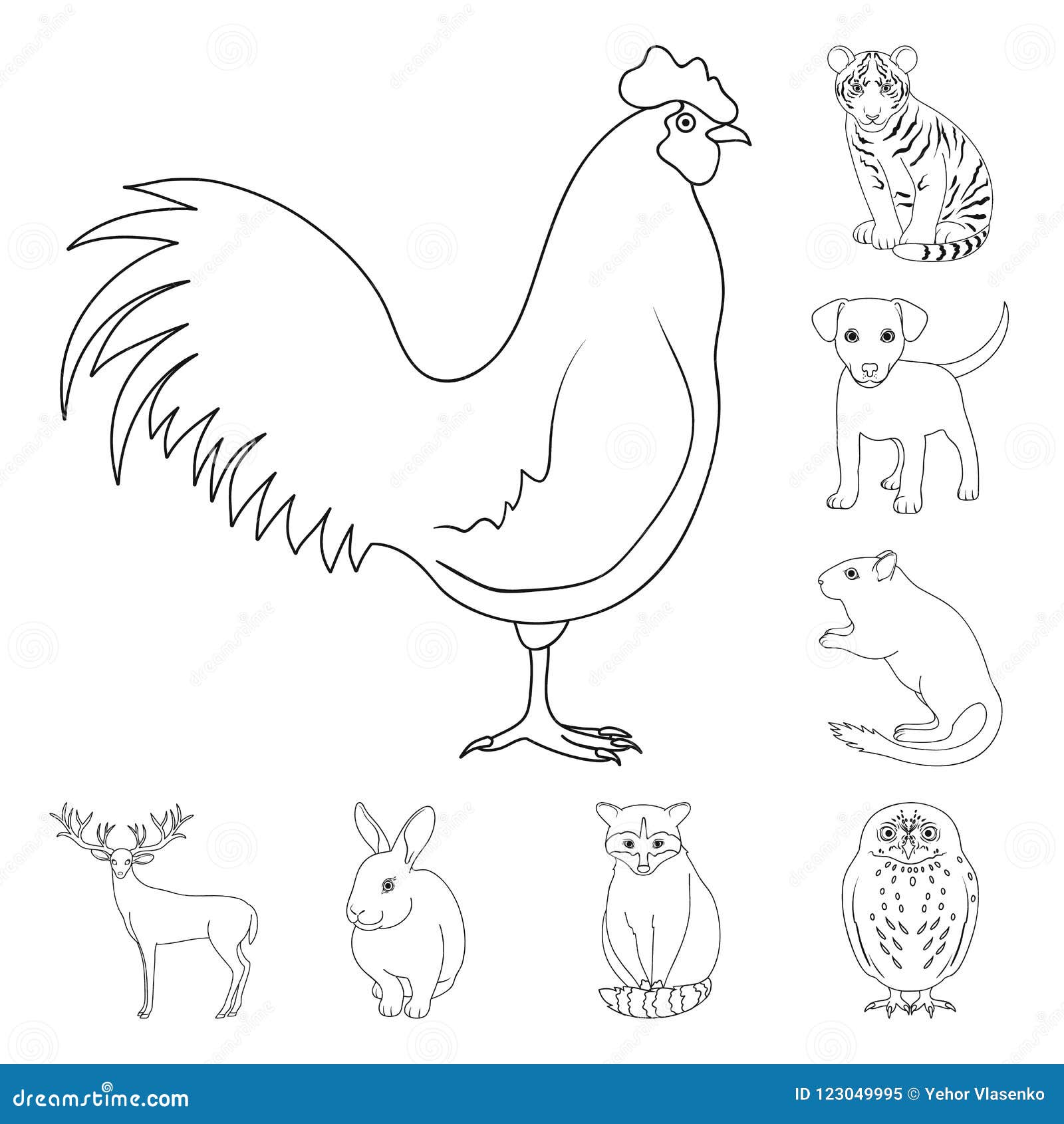 Realistic Animals Outline Icons in Set Collection for Design. Wild and Domestic  Animals Vector Symbol Stock Web Stock Vector - Illustration of sign, beast:  123049995