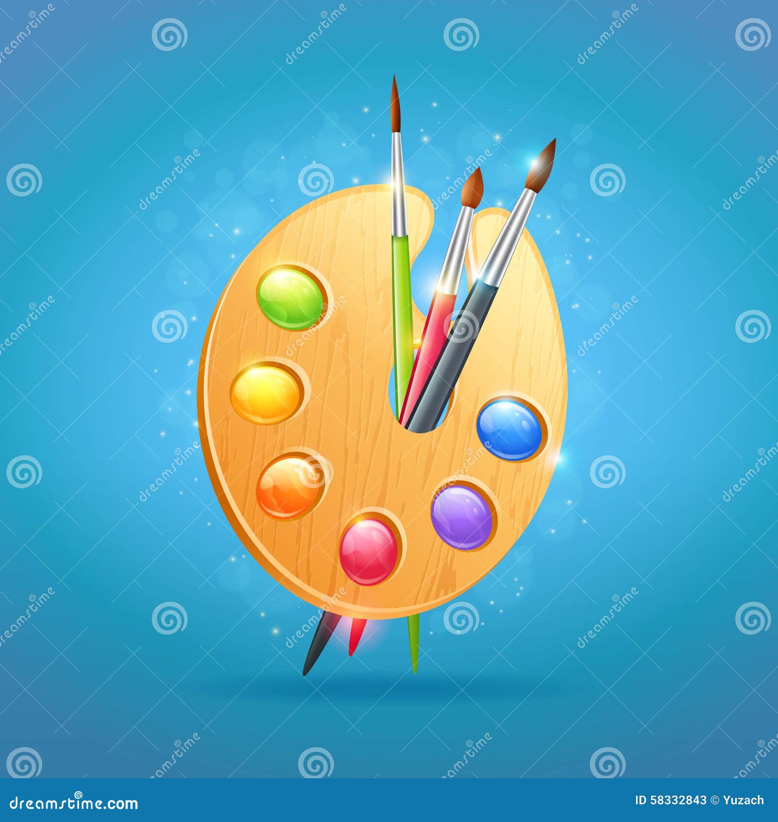 Realistic Artist's Textured Wooden Palette for Drawing Stock Vector