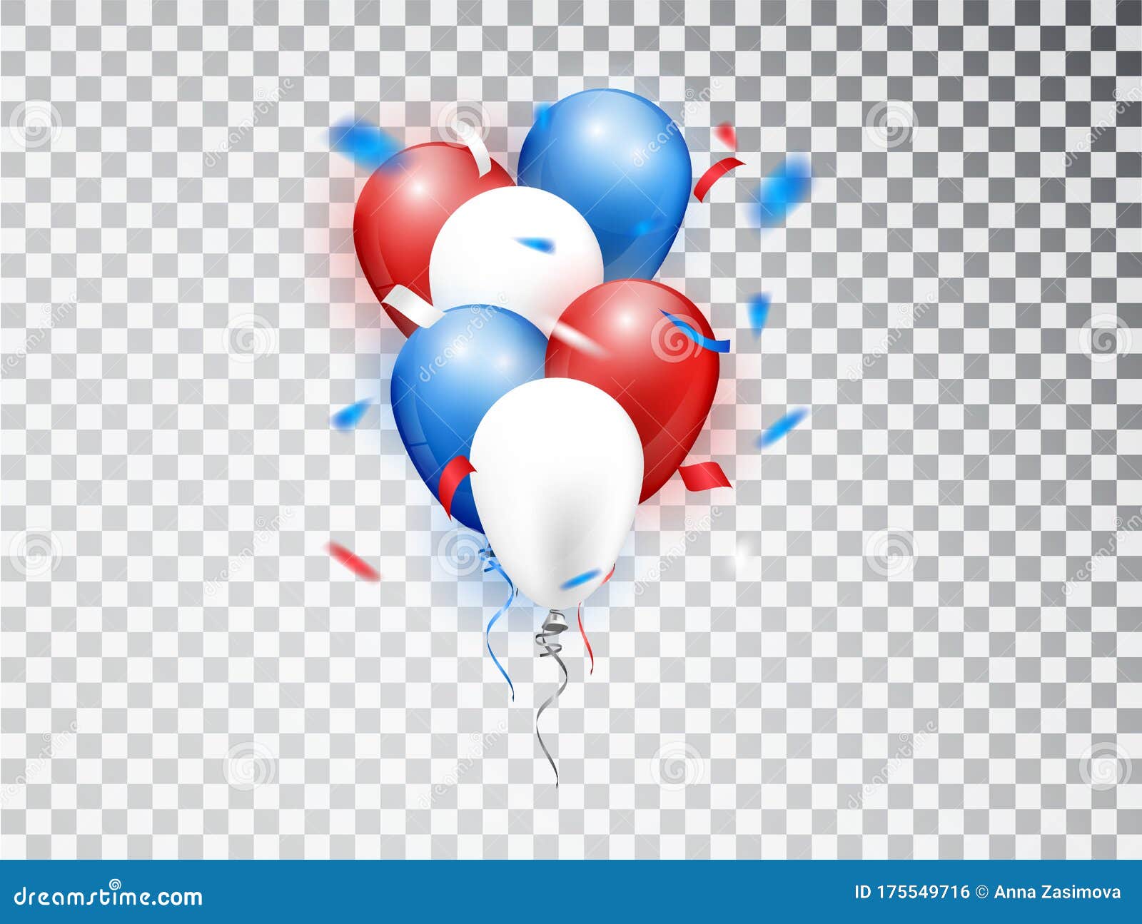 realistic balloons composicion in red, blue and white colors.  s  for national holiday backgrounds