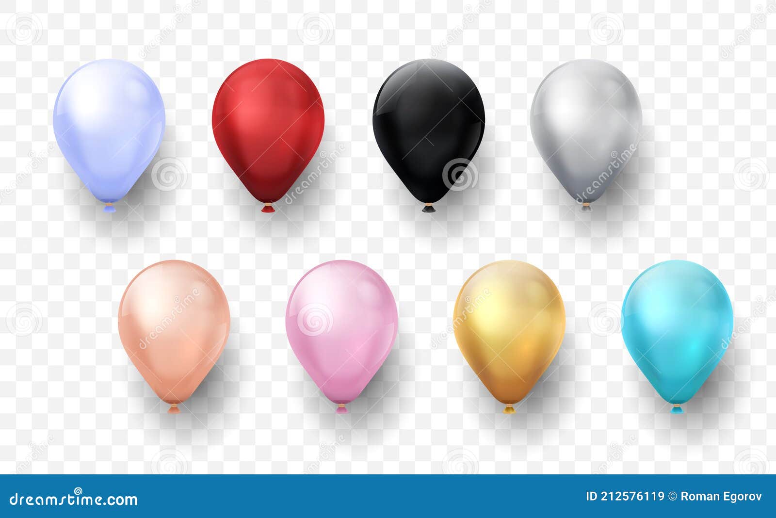 realistic balloons. 3d inflated round s for holiday party. colorful helium balls on transparent background