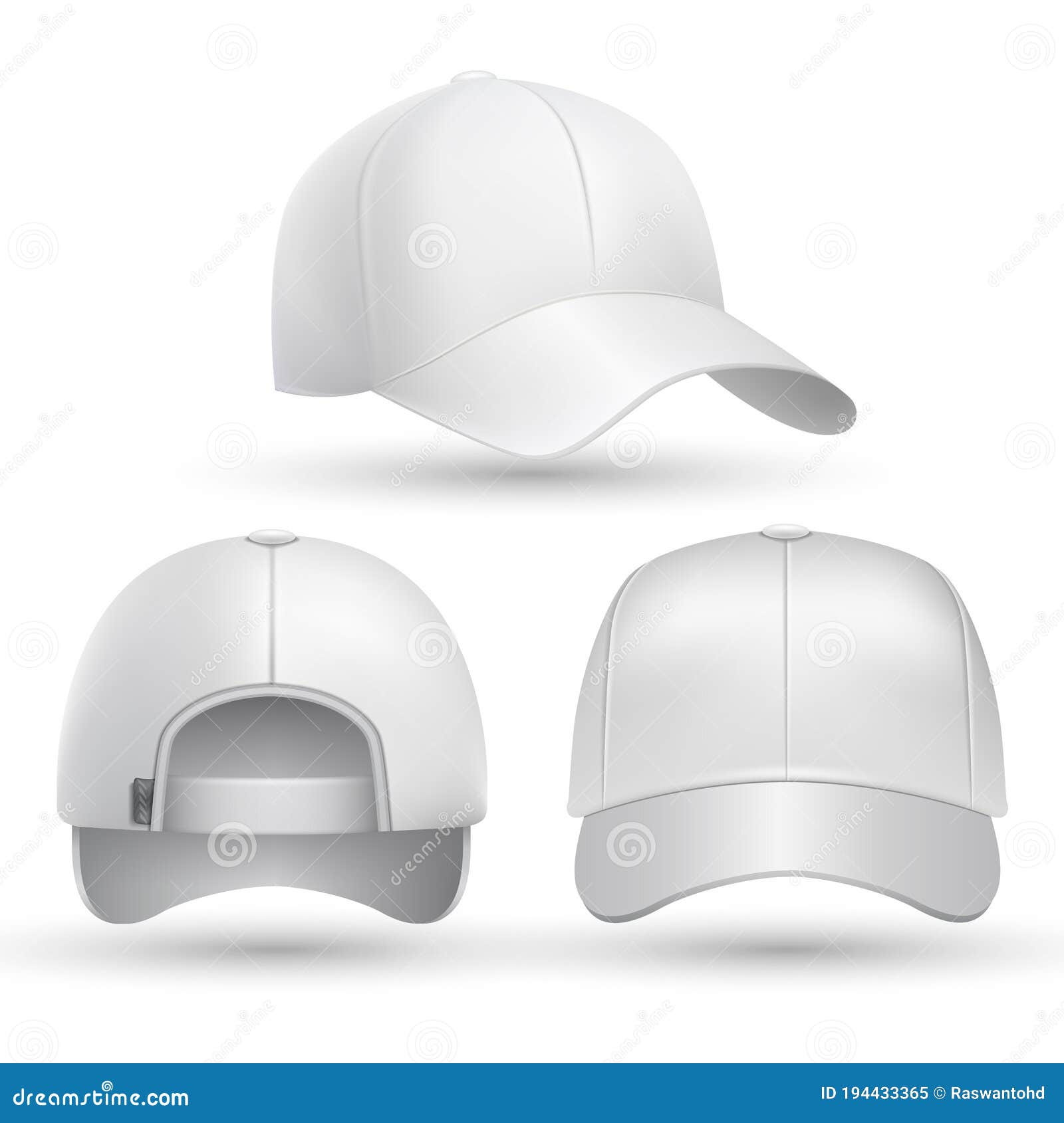 Download Realistic Baseball Cap Front, Side, Back Views Set ...