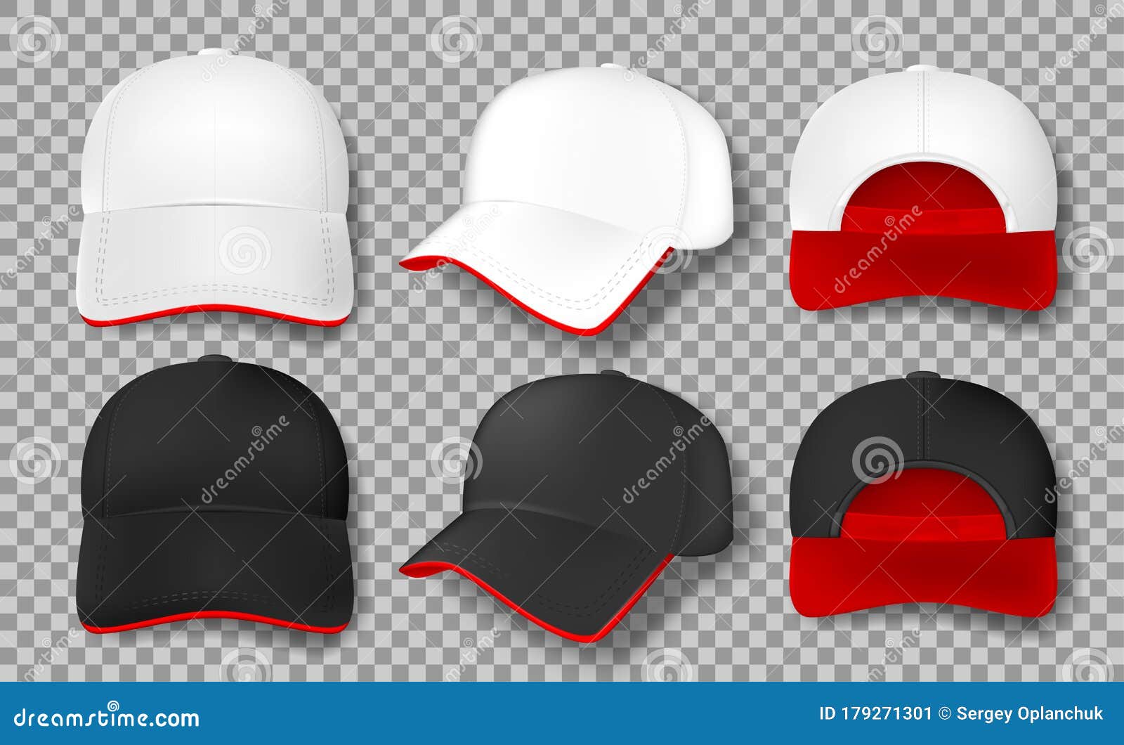 Download Realistic Baseball Cap Mockup Isolated. White And Black ...