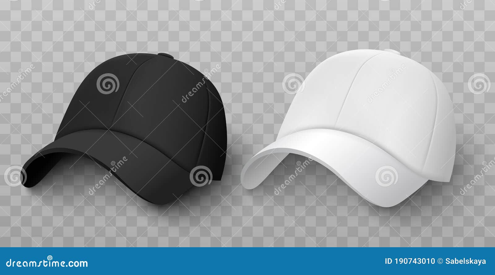 Download Realistic Baseball White And Black Cap, Front View Of An ...