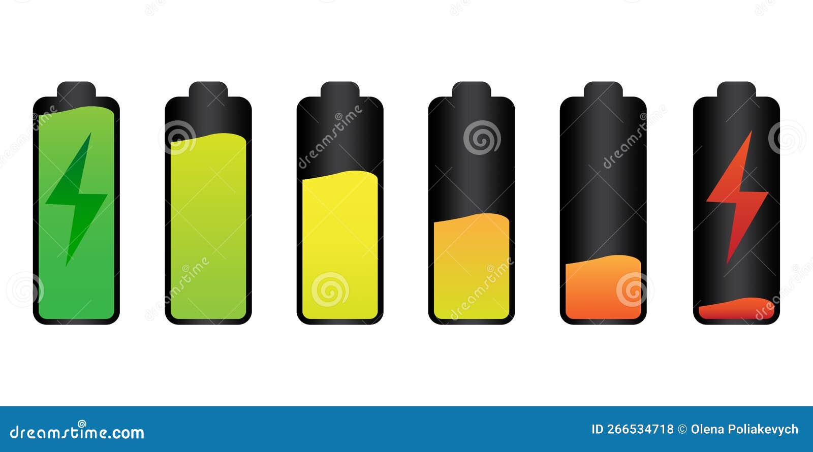 Realistic Battery Charge. Green Energy Set. Vector Illustration Stock