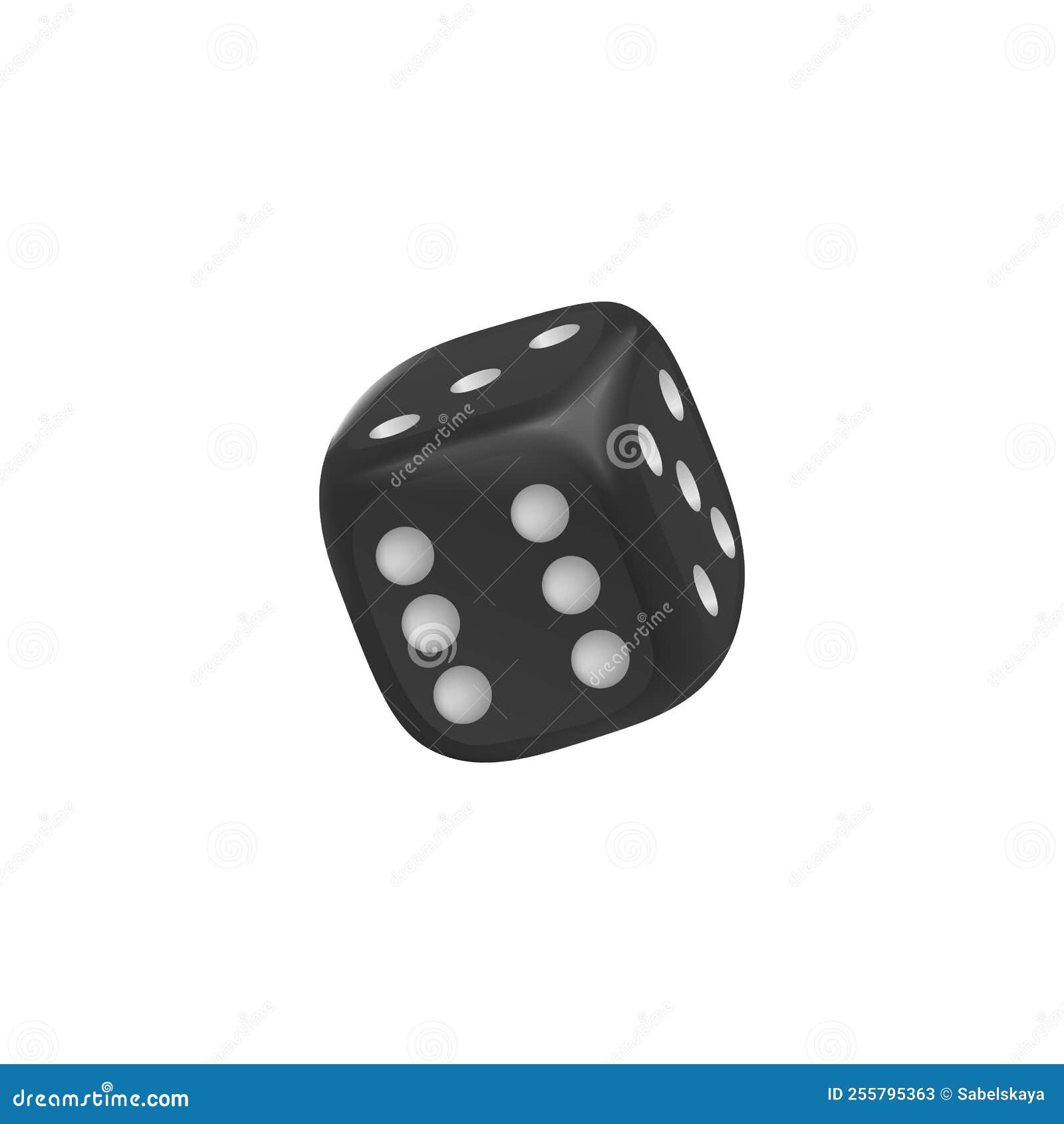 Realistic Black Dice with Numbers of Dots, Vector Illustration Stock